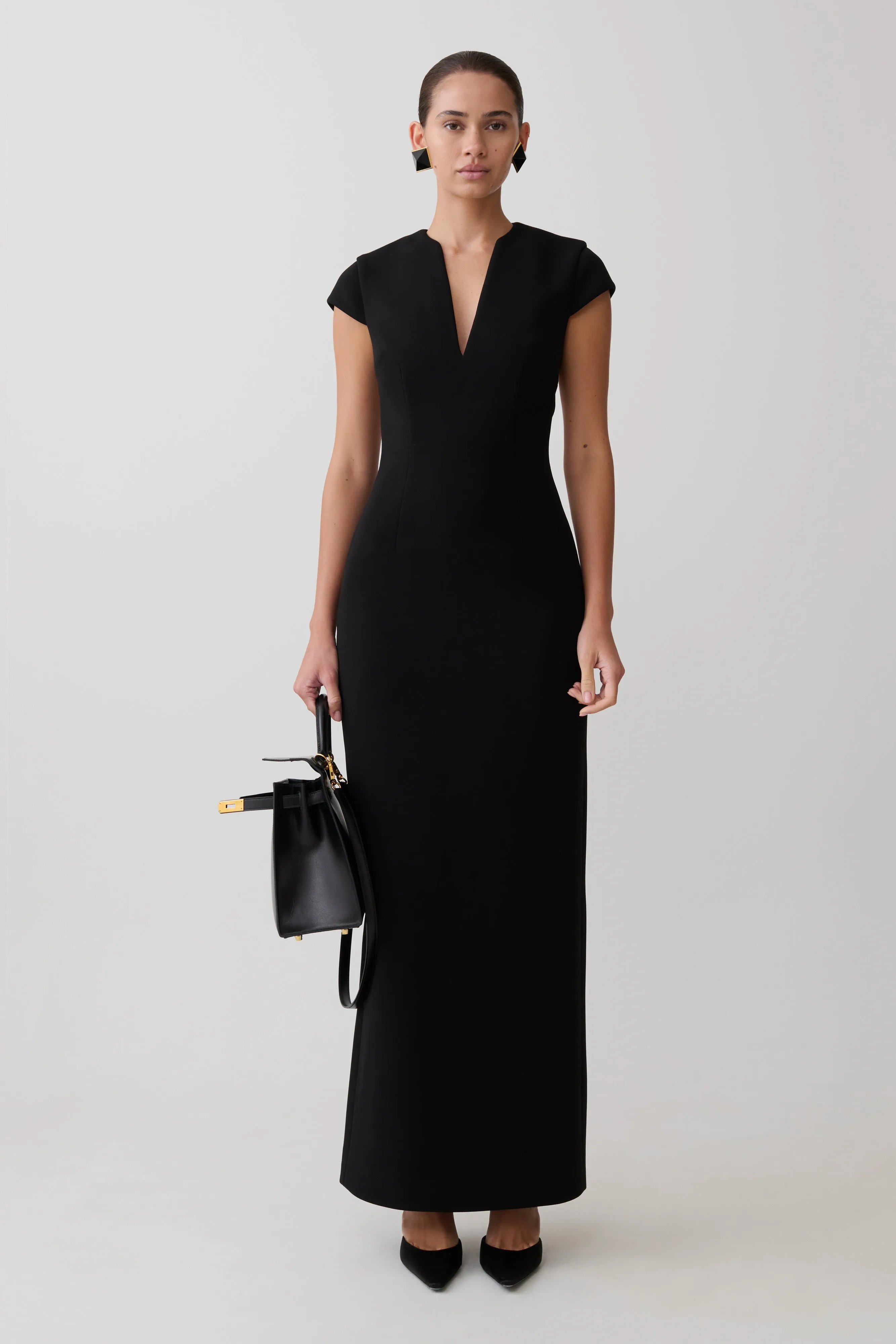 Briella V Neck Suiting Maxi Dress - Black sold by Meshki product image thumbnail 2