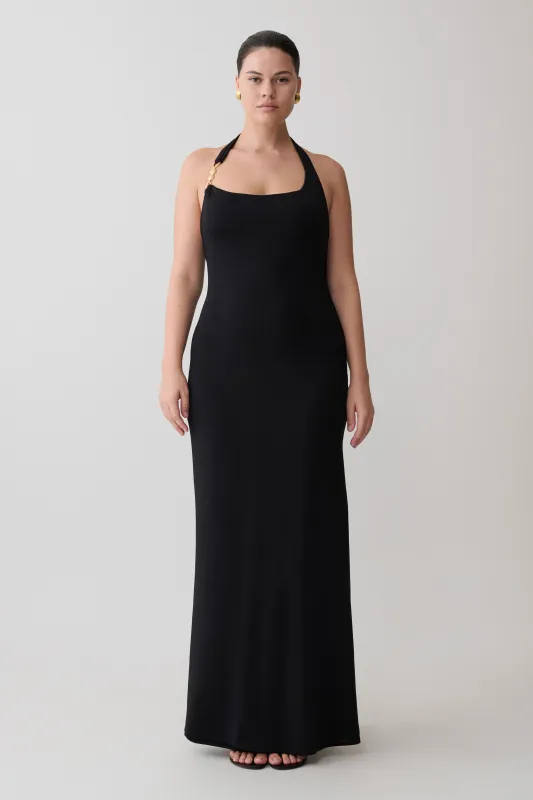Khanh Slinky Halter Maxi Dress - Black made by Meshki