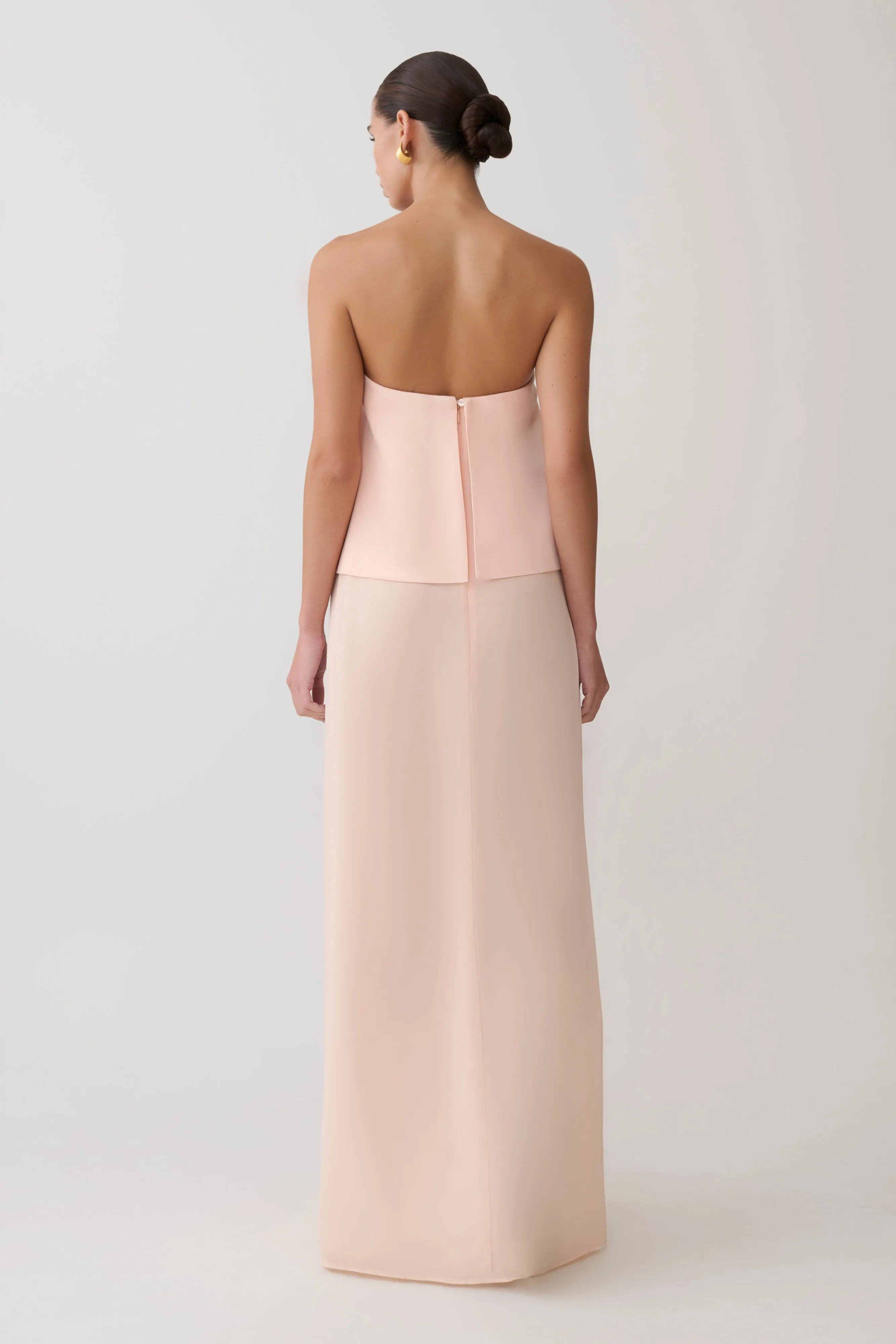 Sophia Satin Strapless Maxi Dress - Peach sold by Meshki product image thumbnail 2
