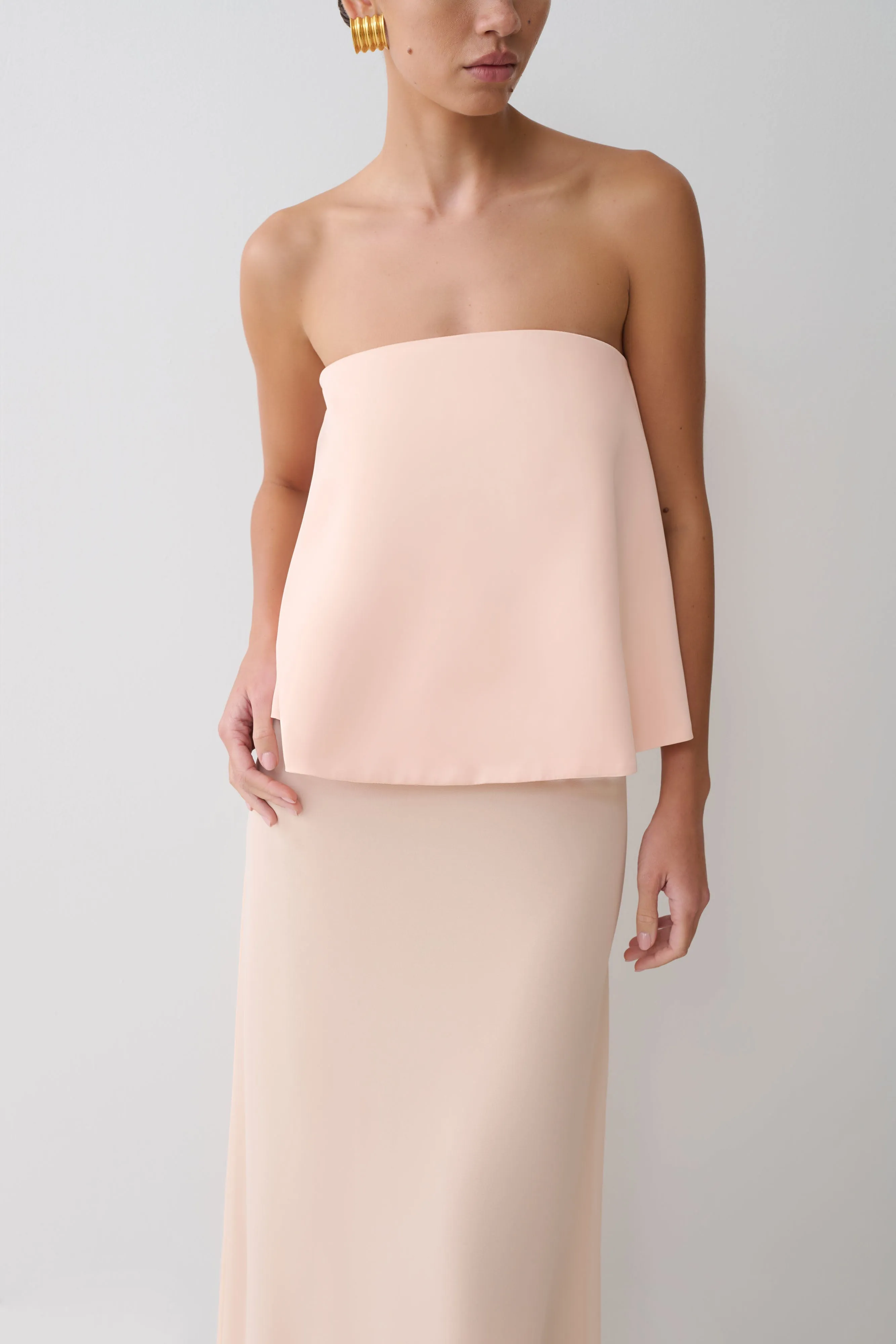 Sophia Satin Strapless Maxi Dress - Peach sold by Meshki product image thumbnail 3