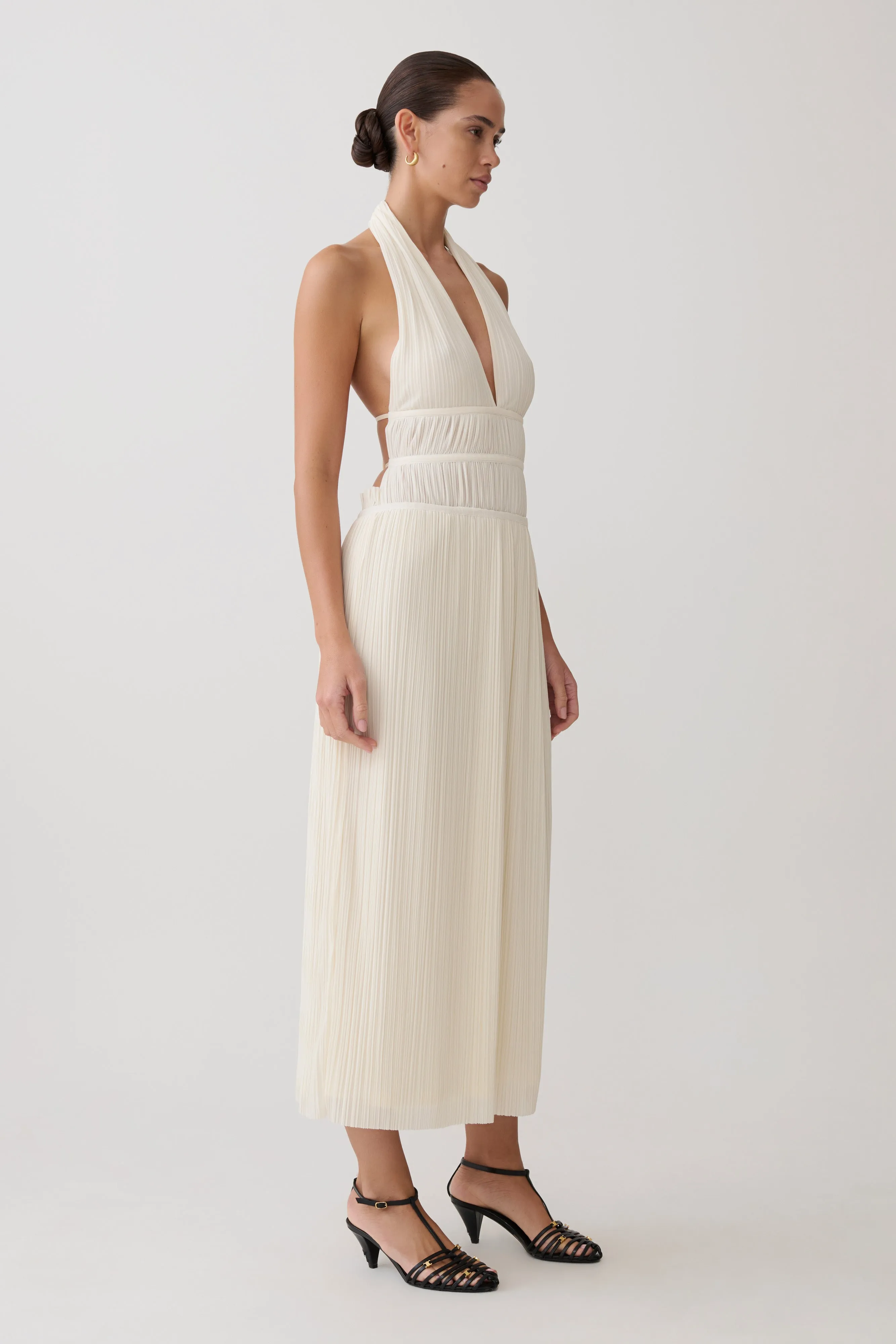 Thien Cowl Halter Midi Dress - Ivory sold by Meshki product image thumbnail 5
