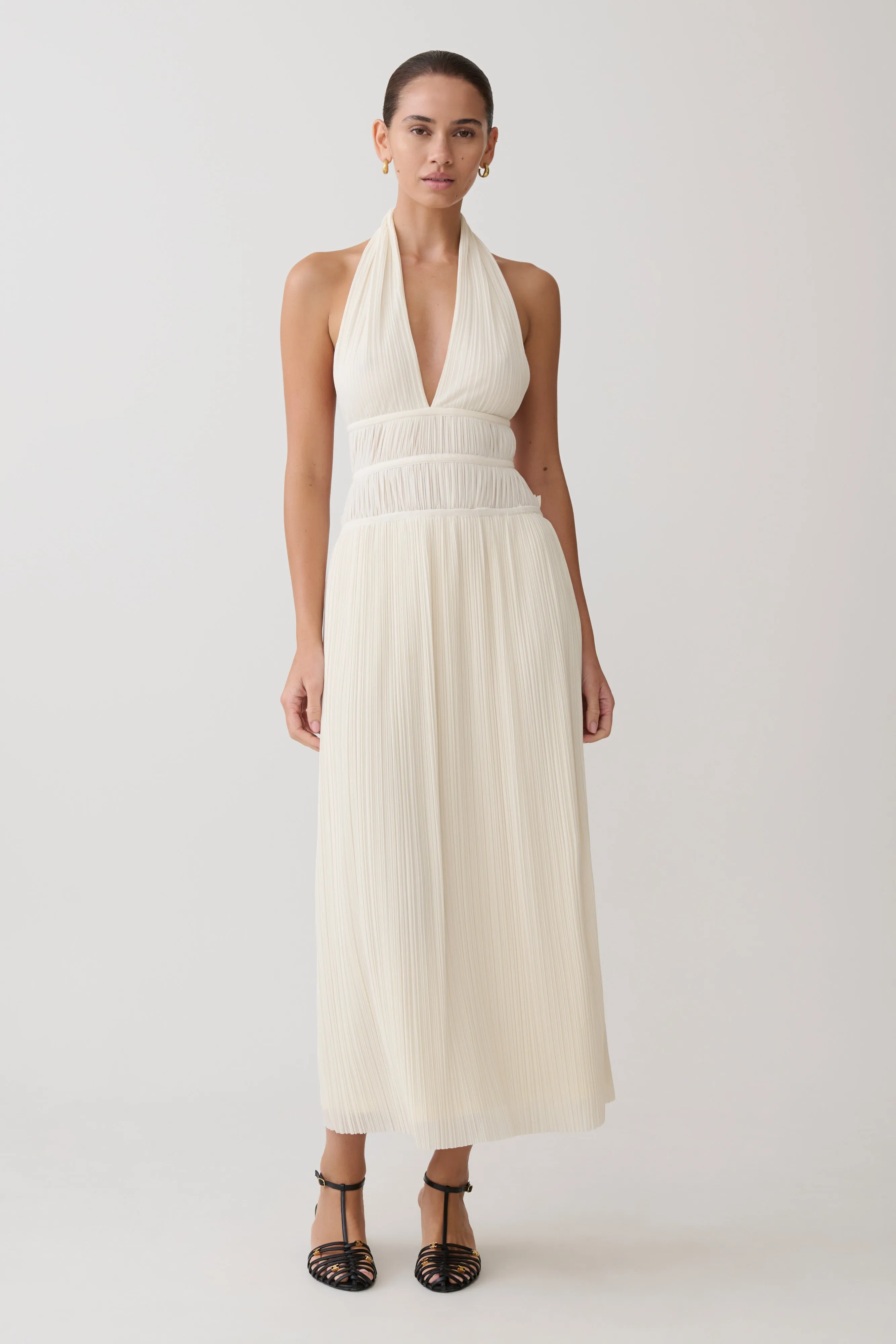 Thien Cowl Halter Midi Dress - Ivory sold by Meshki product image thumbnail 2