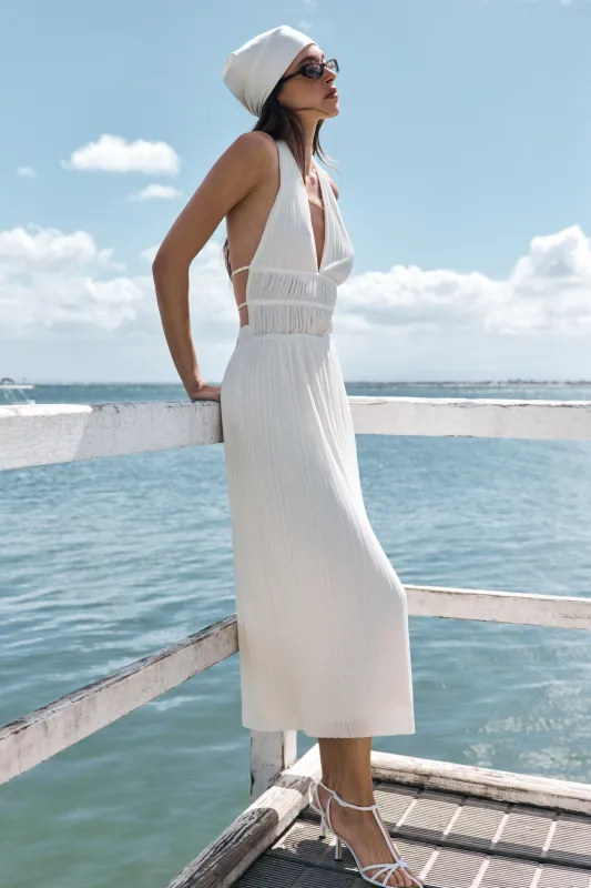 Thien Cowl Halter Midi Dress - Ivory made by Meshki
