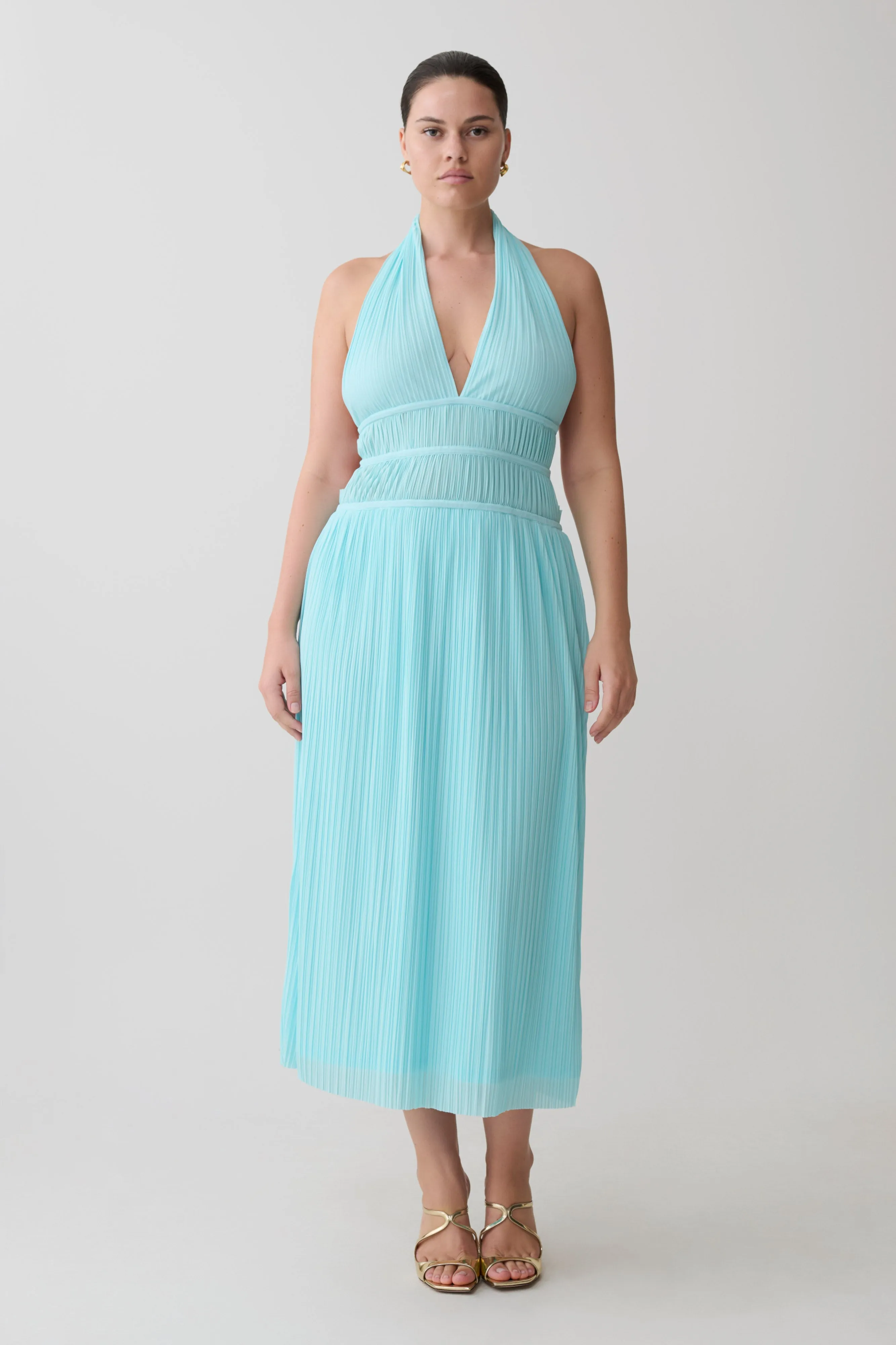 Thien Cowl Halter Midi Dress - Blue sold by Meshki product image thumbnail 5