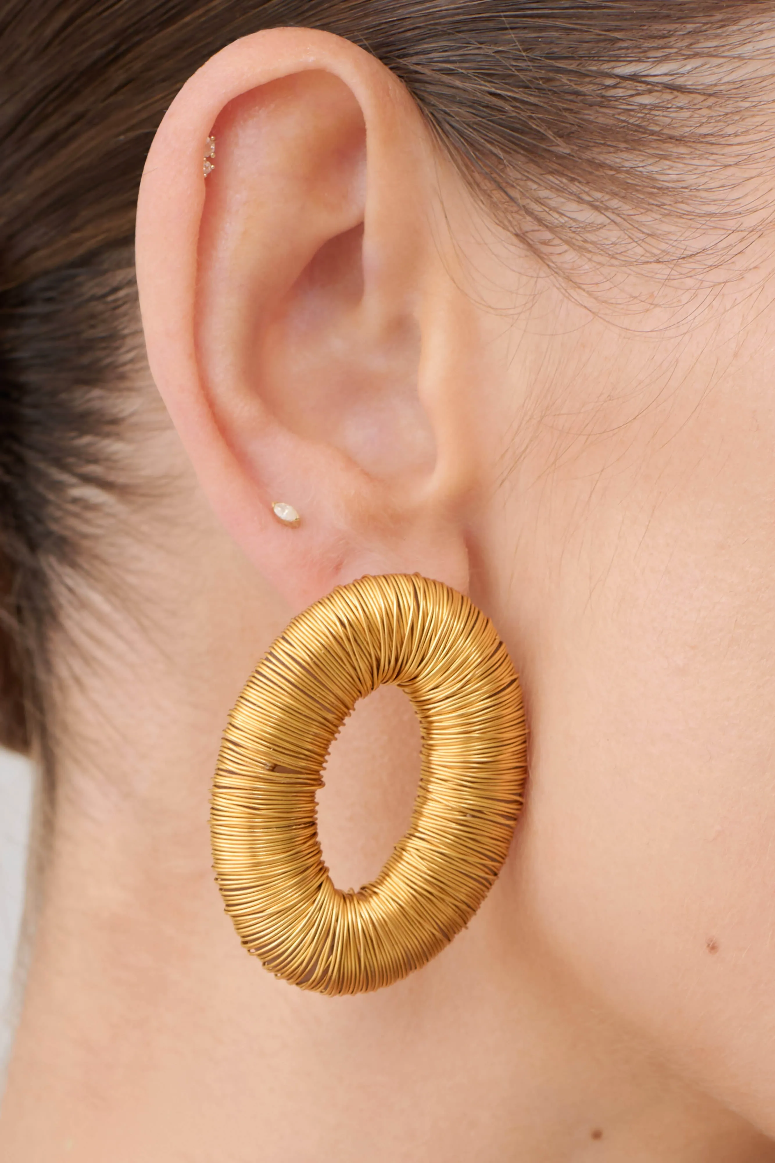 Yara Metal Wounded Stud Earring - Gold sold by Meshki product image thumbnail 3