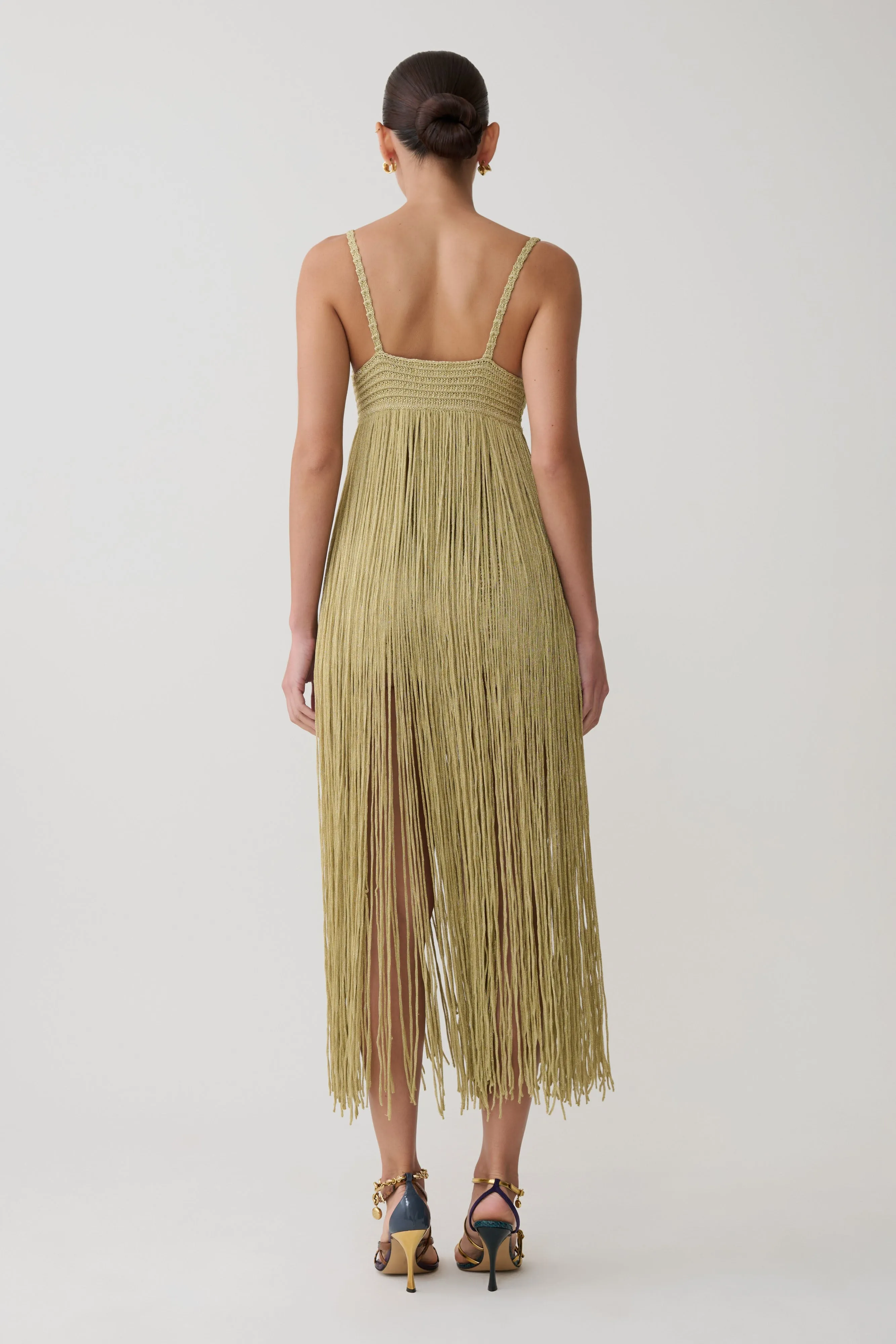 Renee Lurex Crochet Maxi Dress - Gold sold by Meshki product image thumbnail 3