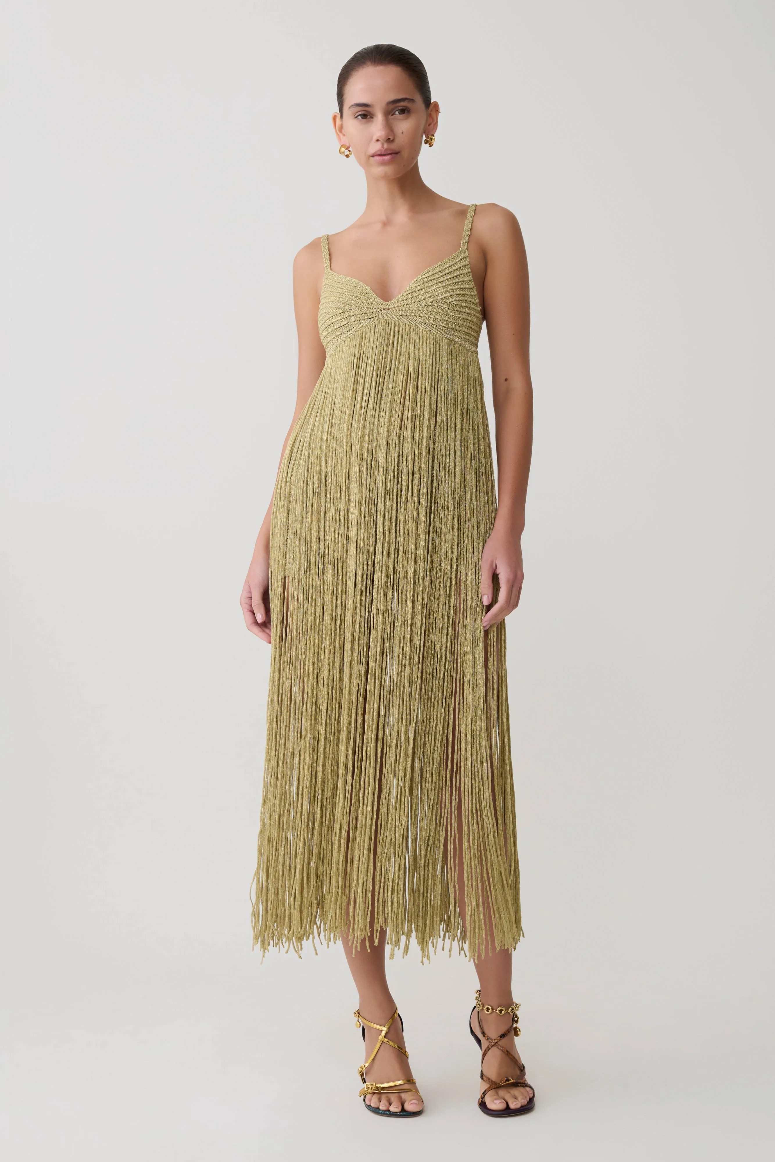 Renee Lurex Crochet Maxi Dress - Gold sold by Meshki product image thumbnail 2