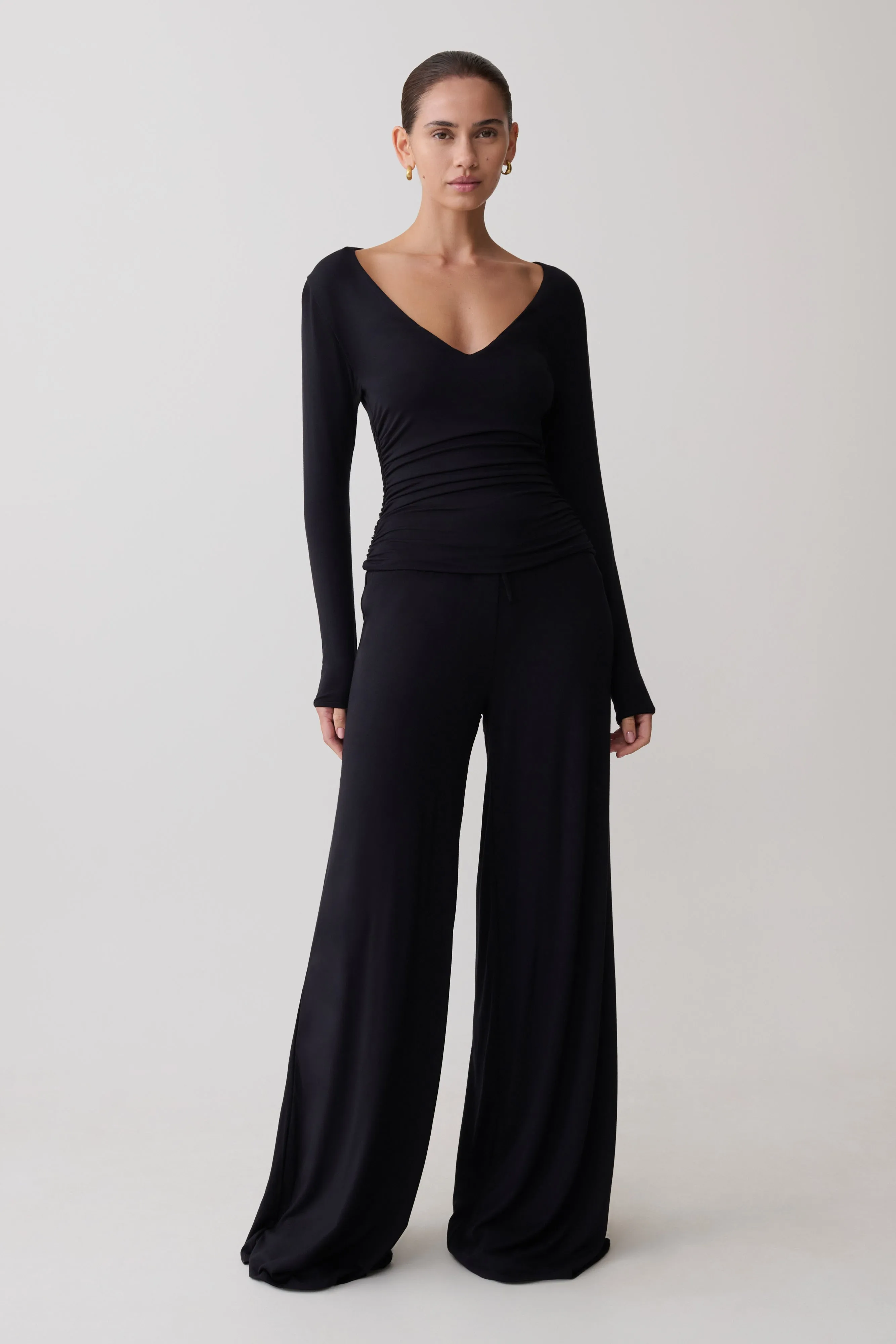 Sari Long Sleeve Modal Top - Black sold by Meshki