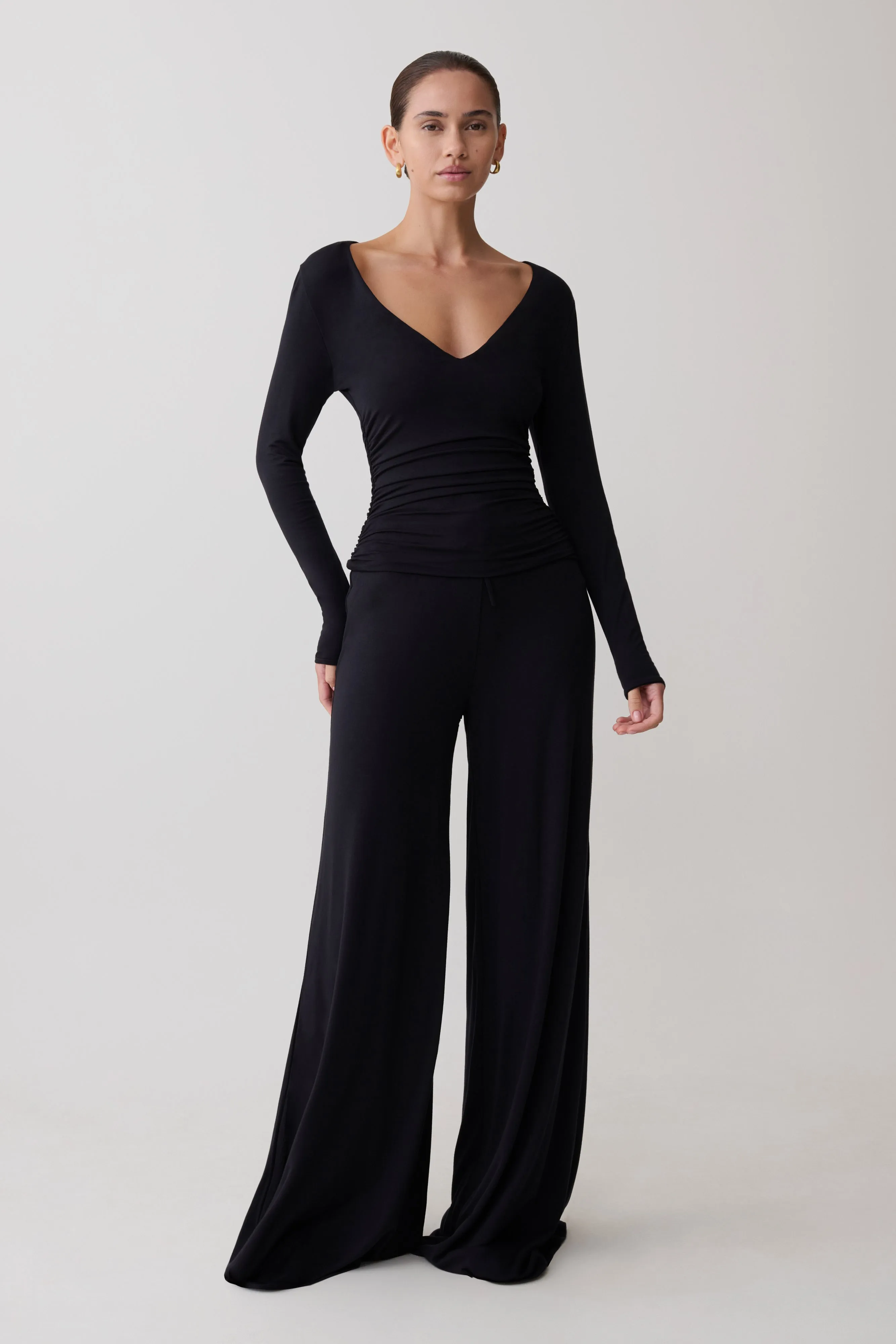 Sari Long Sleeve Modal Top - Black sold by Meshki product image thumbnail 2