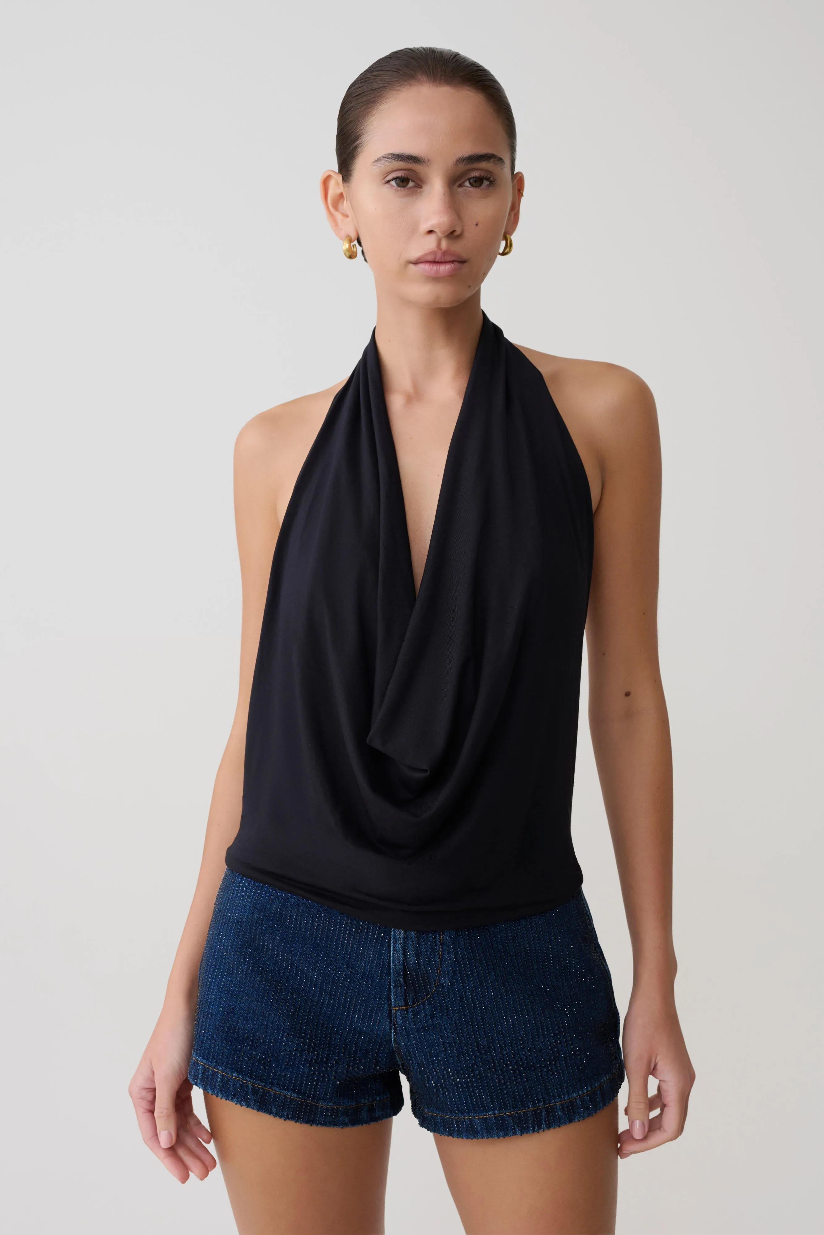 Huyen Cowl Front Modal Top - Black sold by Meshki product image thumbnail 2