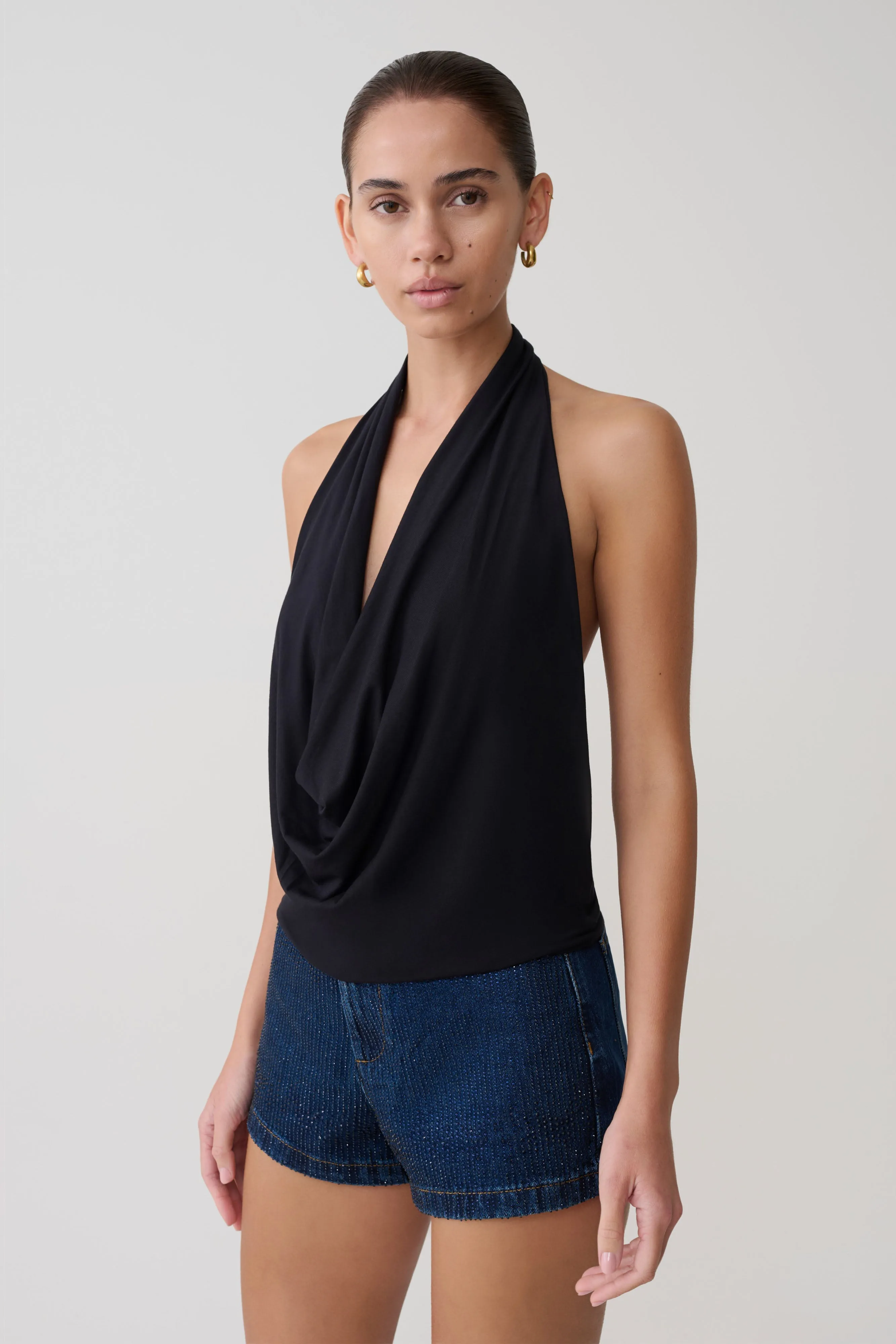 Huyen Cowl Front Modal Top - Black sold by Meshki product image thumbnail 3