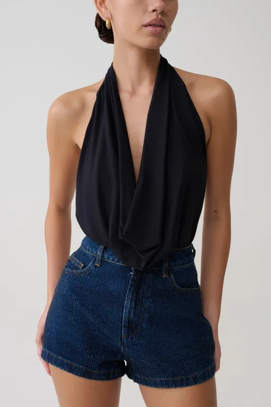 Huyen Cowl Front Modal Top - Black made by Meshki