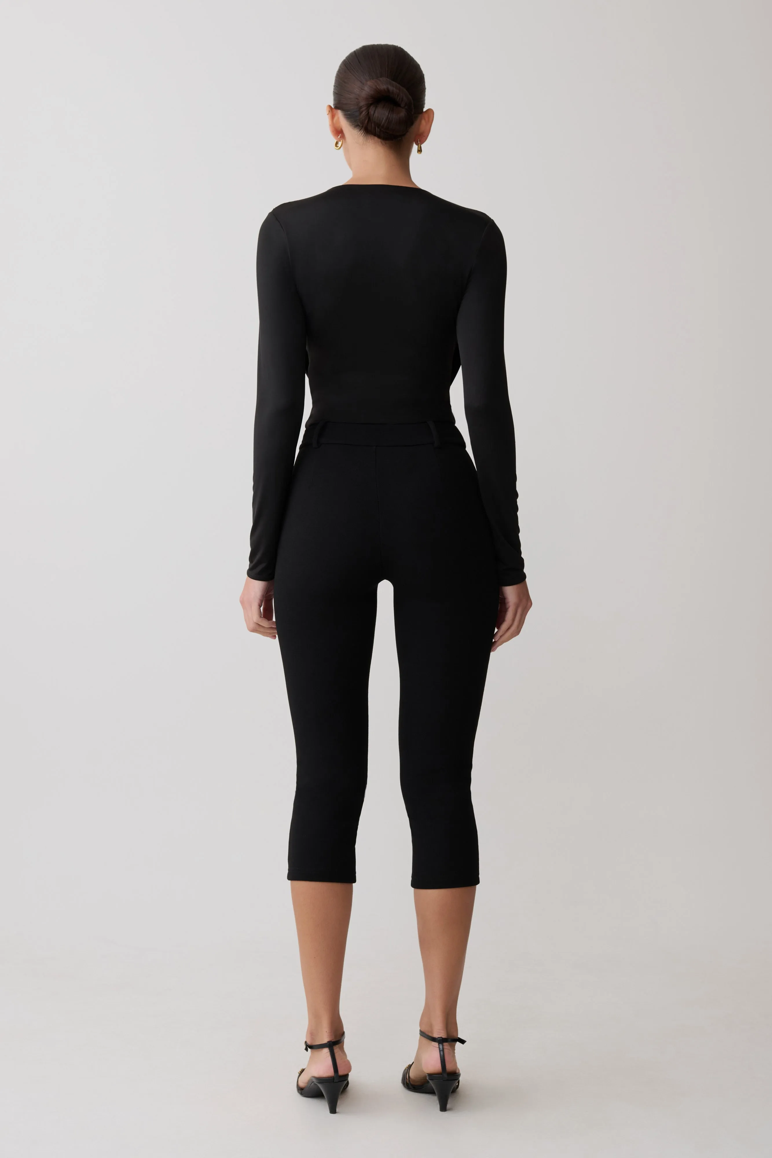 Ren Cowl Long Sleeve Slinky Bodysuit - Black sold by Meshki product image thumbnail 2