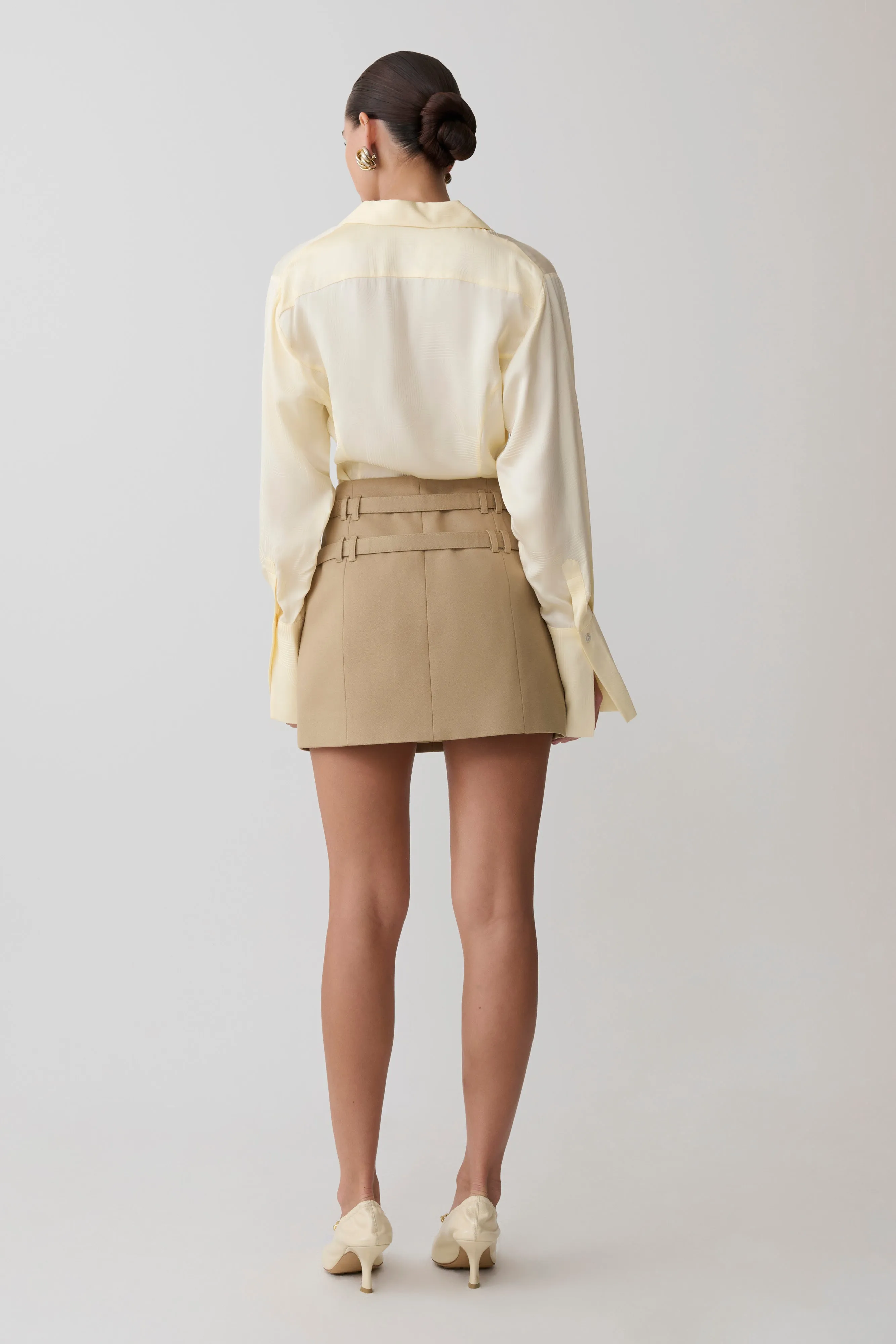 Marielle Double Belt Mini Skirt - Taupe sold by Meshki product image thumbnail 2
