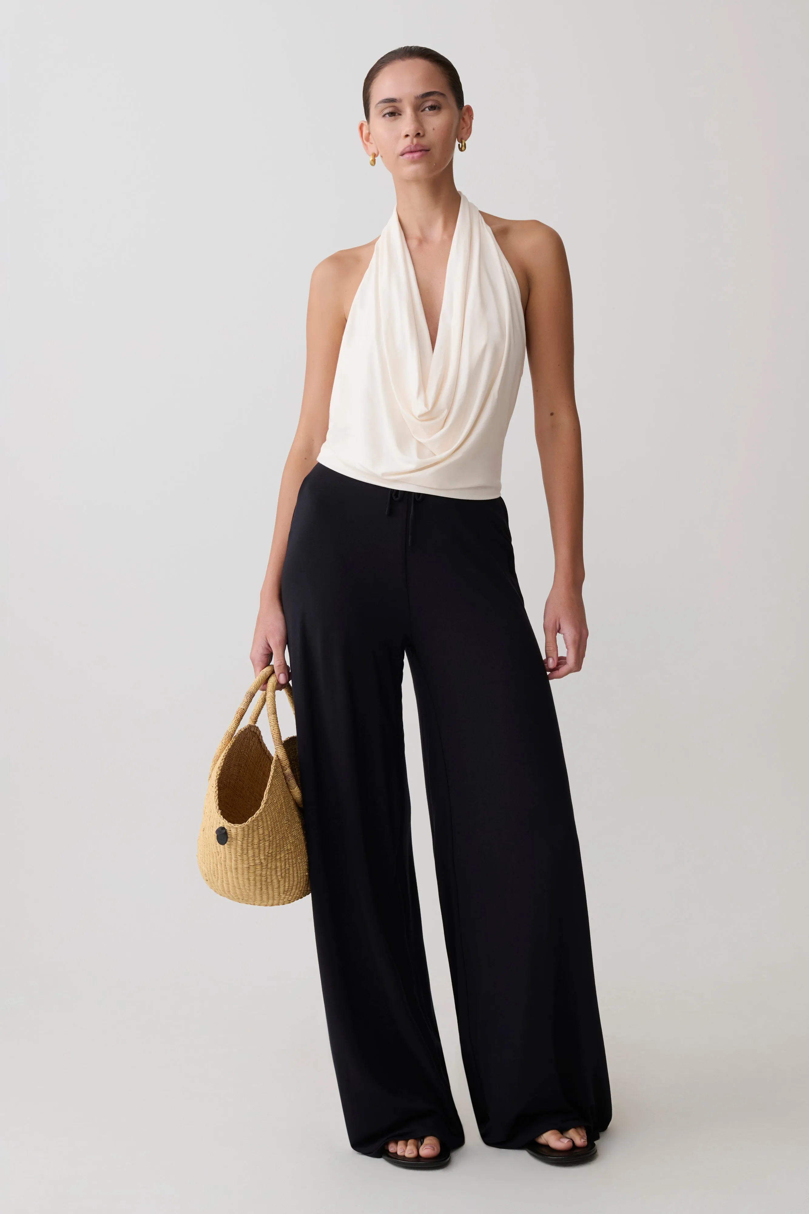 Dewi Wide Leg Modal Pants - Black sold by Meshki product image thumbnail 4