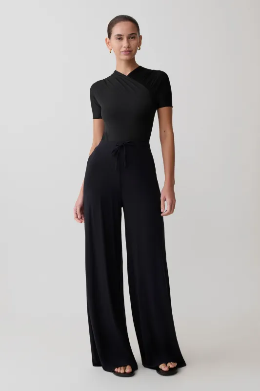 Dewi Wide Leg Modal Pants - Black made by Meshki