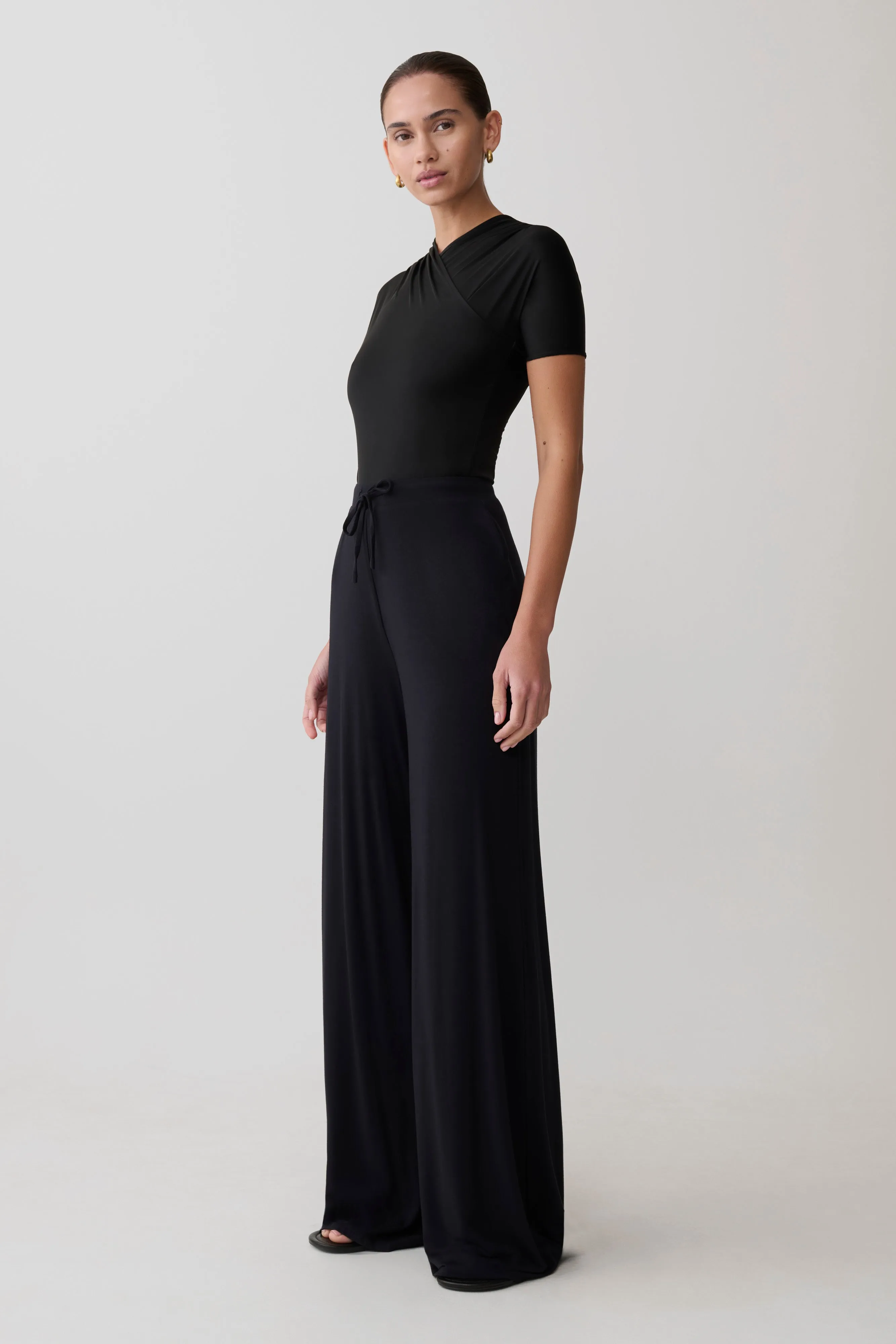 Dewi Wide Leg Modal Pants - Black sold by Meshki product image thumbnail 3