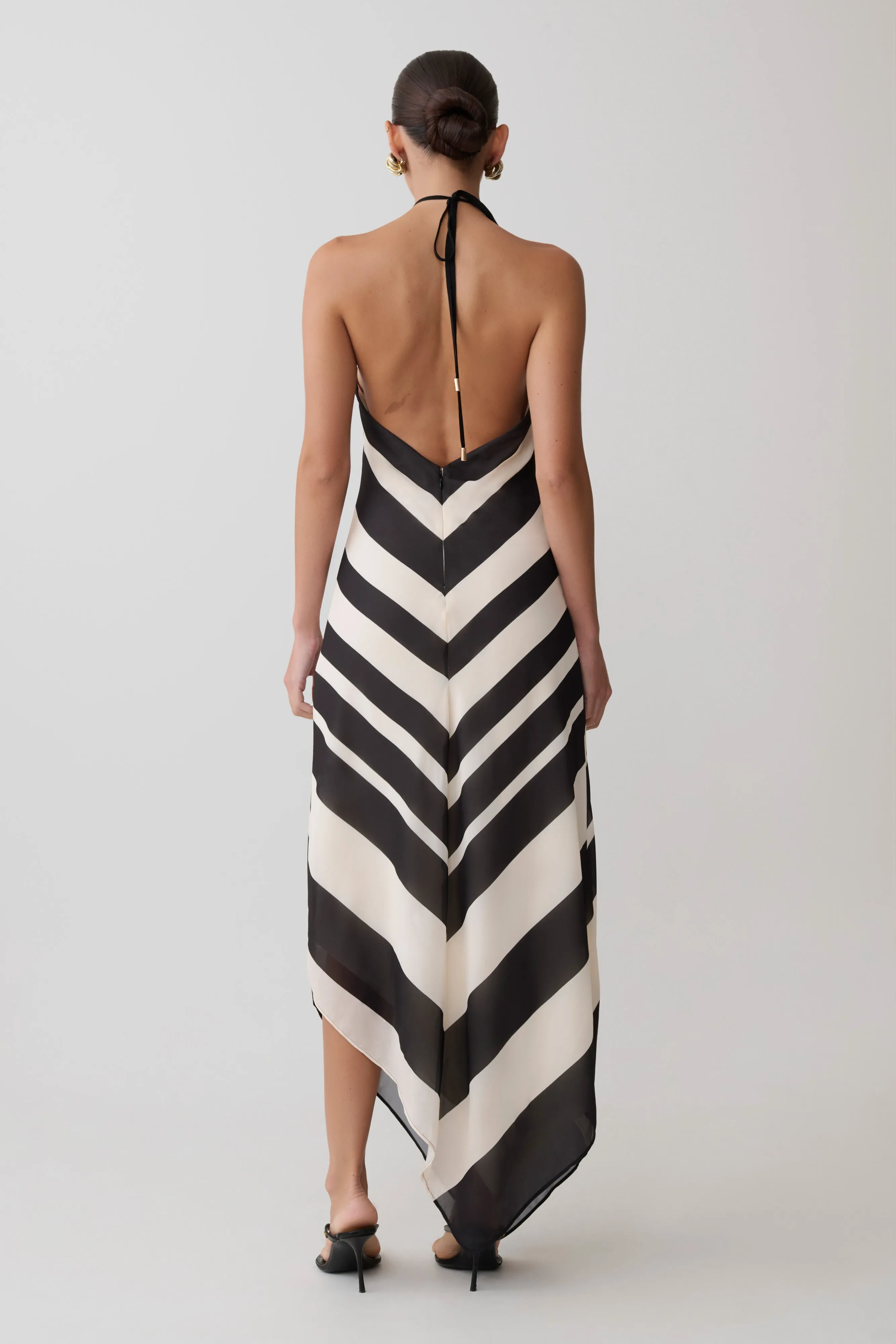 Hope Satin Halter Midi Dress - Black/White sold by Meshki product image thumbnail 3