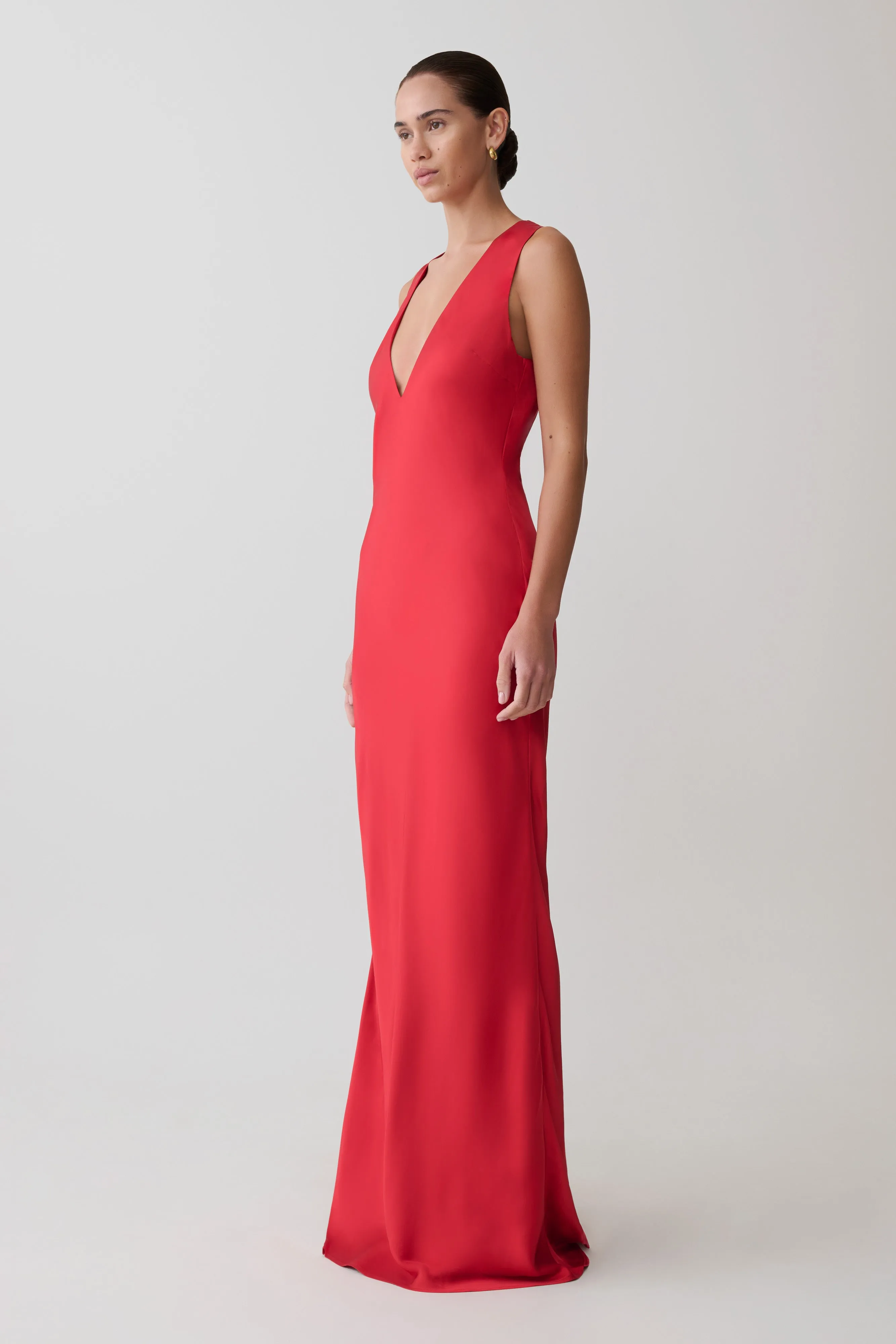 Esme Plunge Satin Maxi Dress - Red sold by Meshki product image thumbnail 4