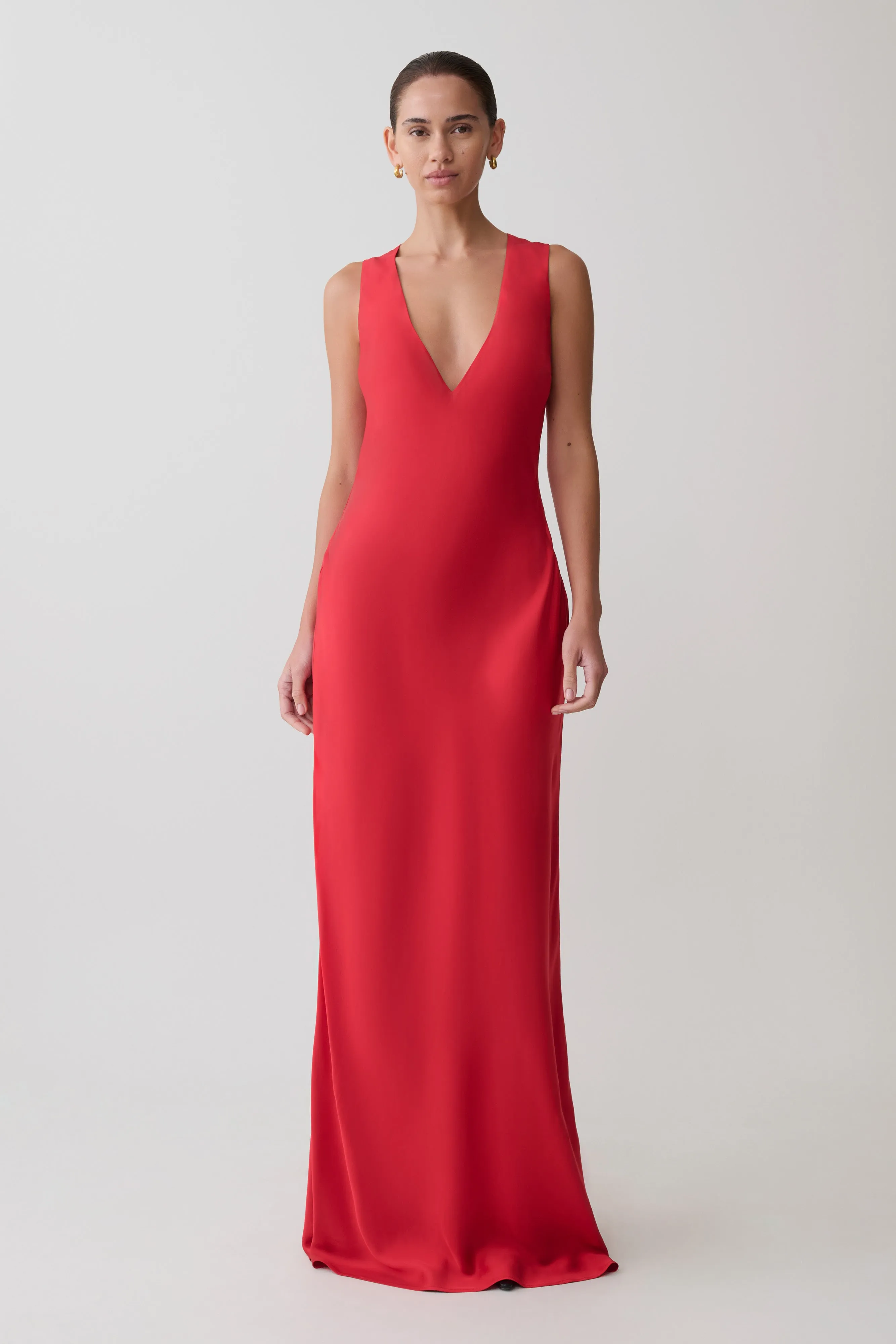 Esme Plunge Satin Maxi Dress - Red sold by Meshki product image thumbnail 5