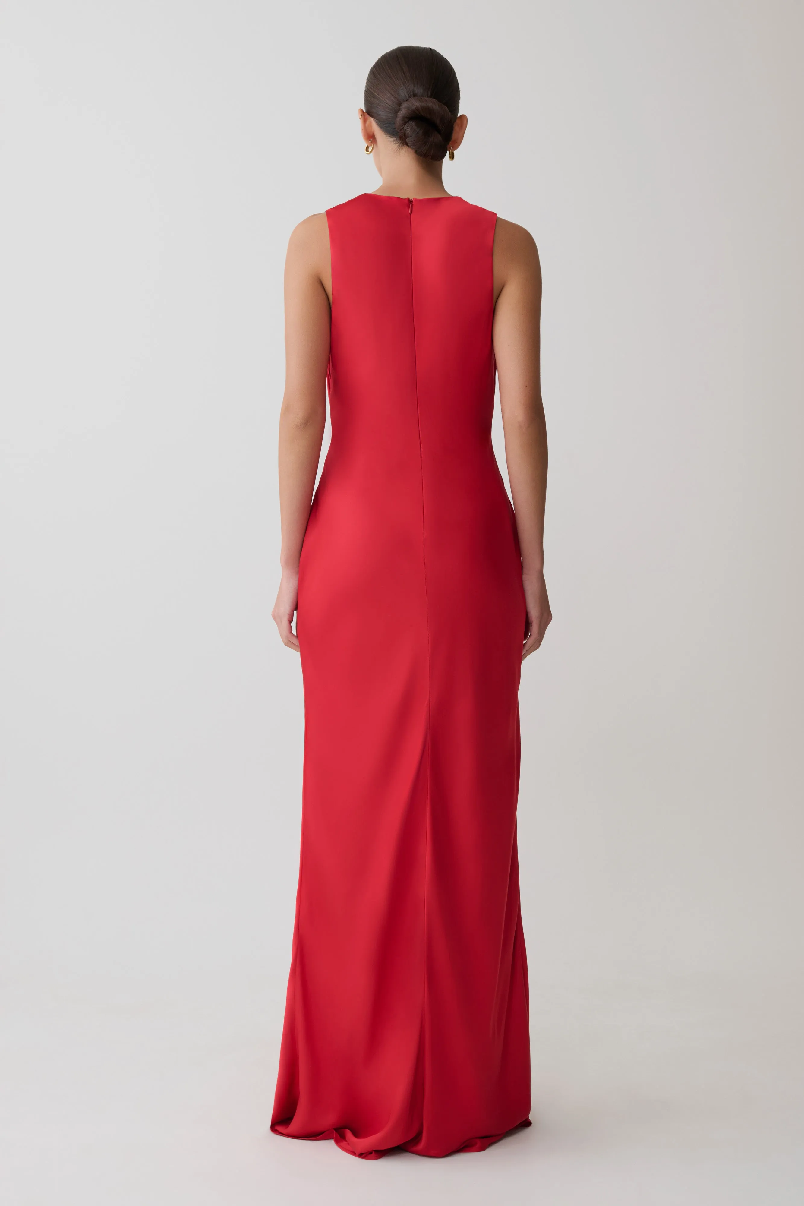 Esme Plunge Satin Maxi Dress - Red sold by Meshki product image thumbnail 2