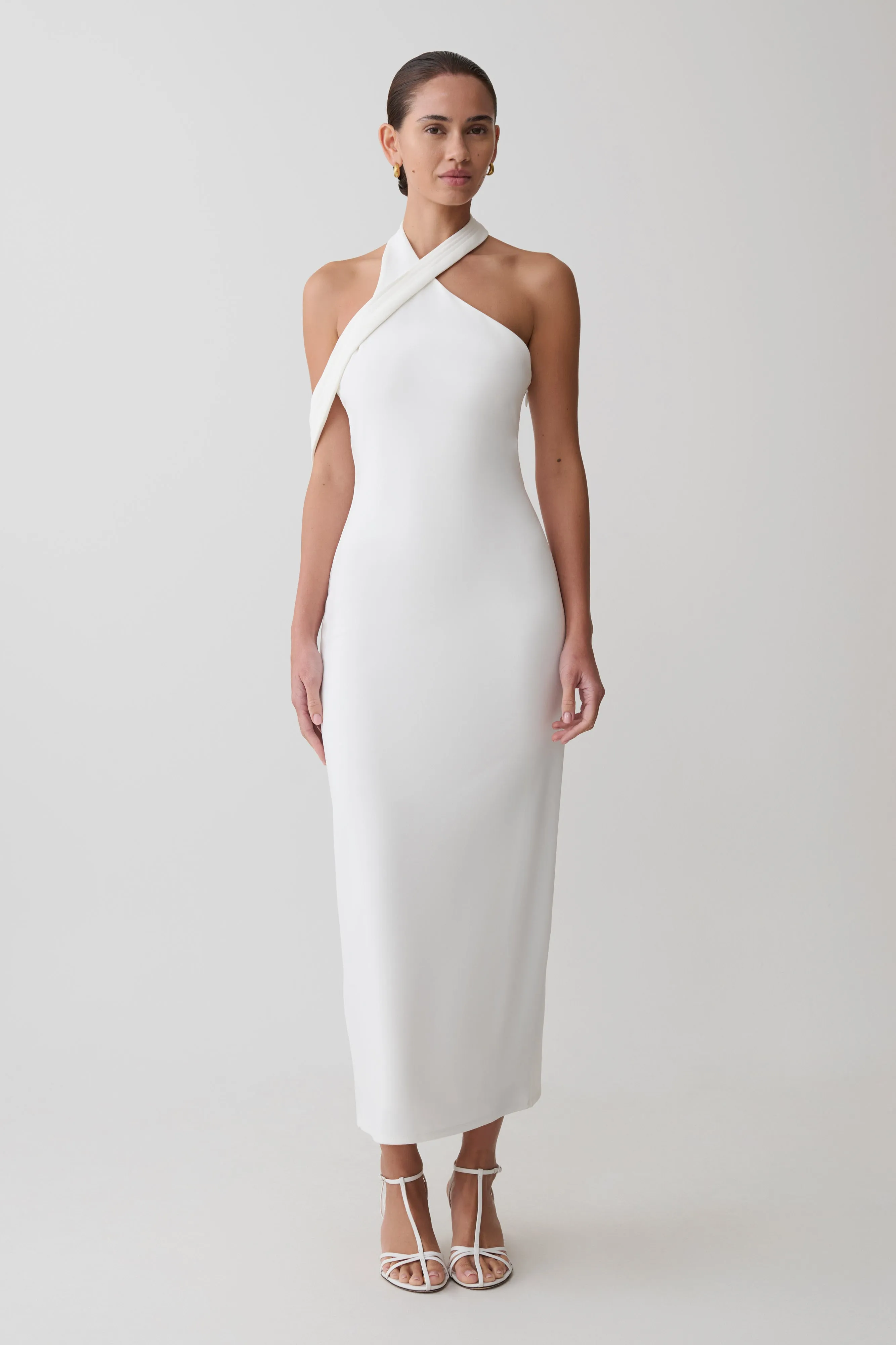 Sable Crossover Crepe Midi Dress - White sold by Meshki product image thumbnail 5