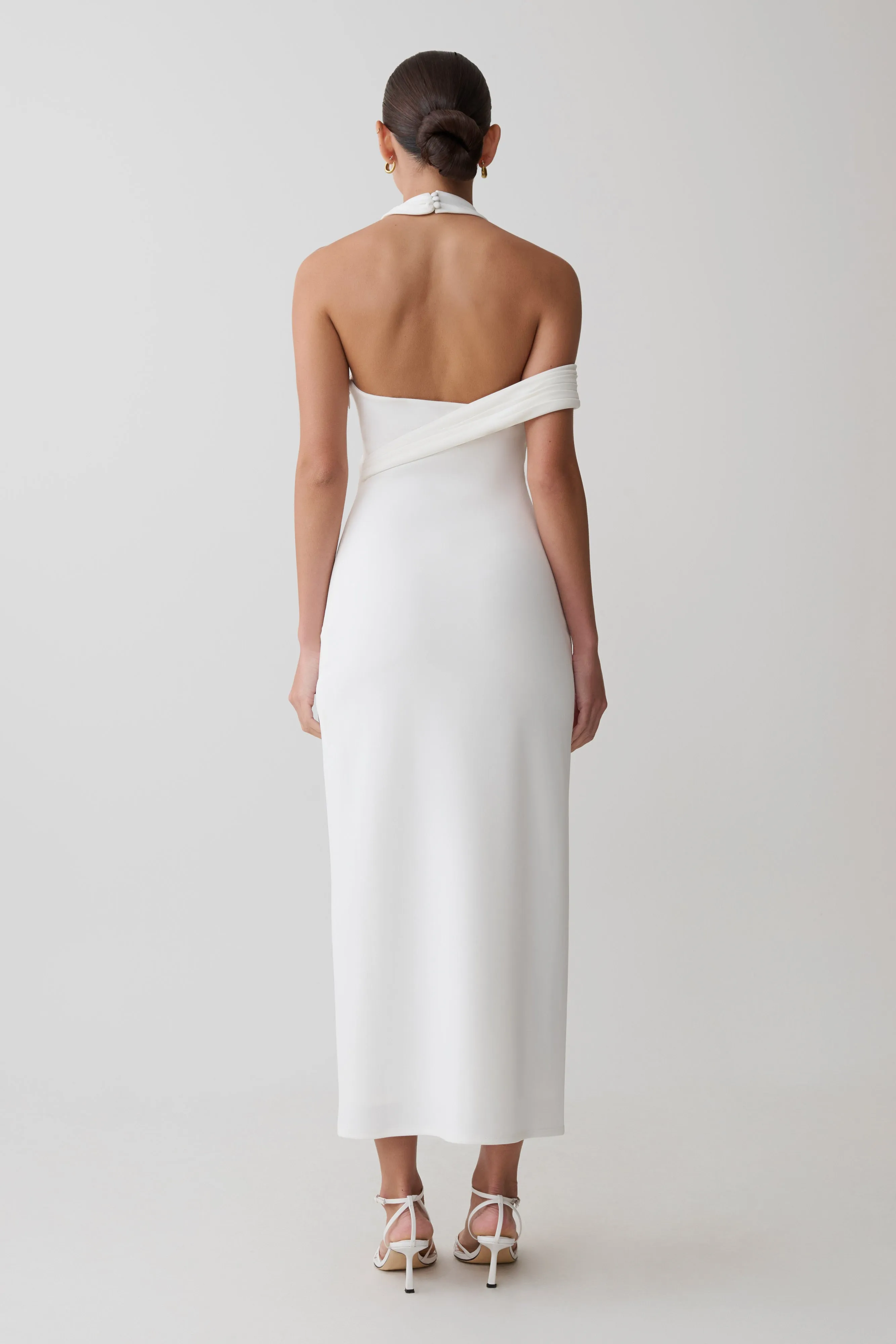 Sable Crossover Crepe Midi Dress - White sold by Meshki product image thumbnail 2