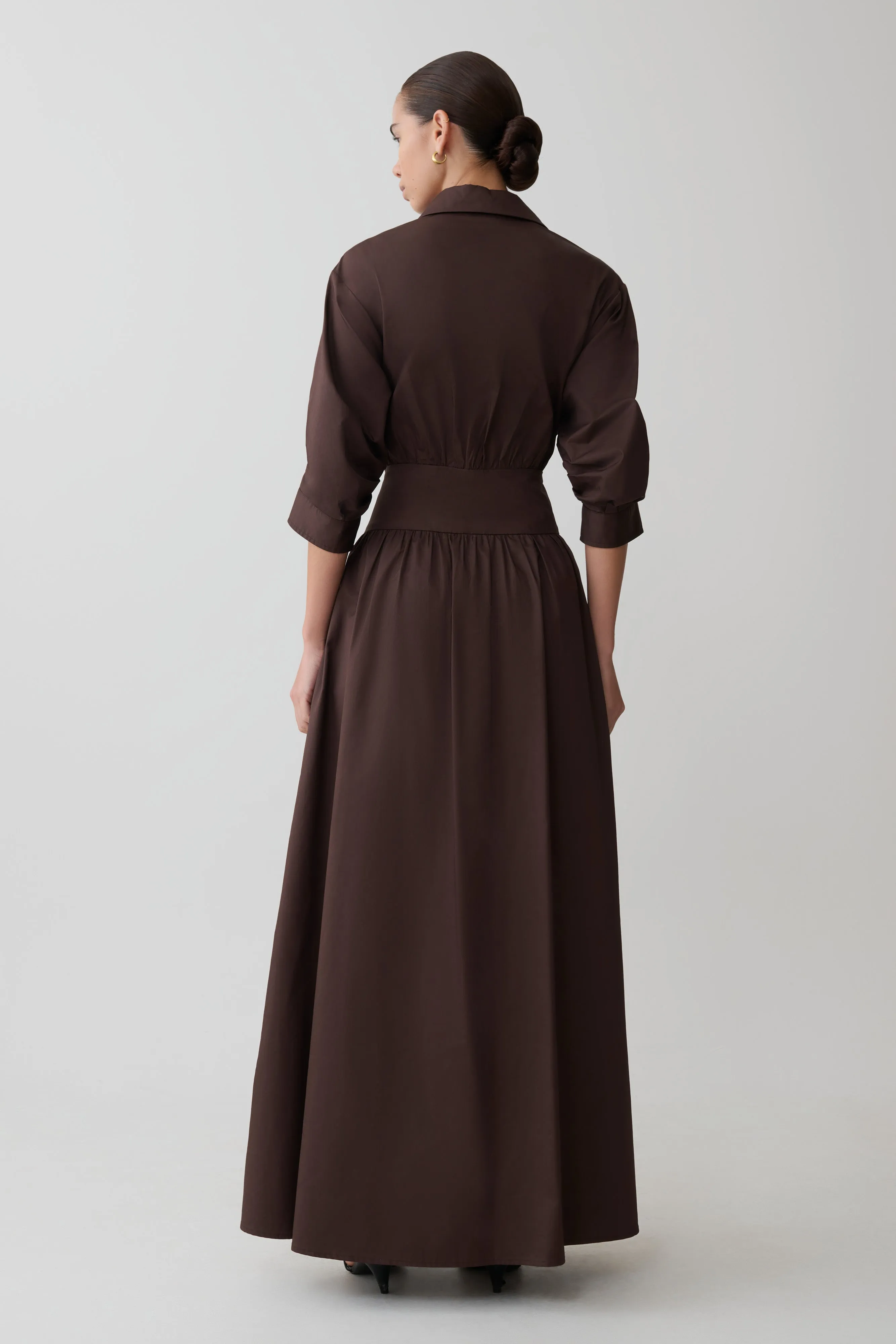 Isolde Long Sleeve Cotton Maxi Dress - Dark Chocolate sold by Meshki product image thumbnail 2
