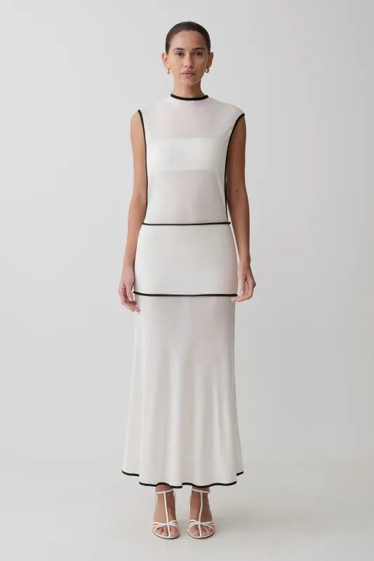 Aris Sleeveless Sheer Maxi Dress - Black/White made by Meshki