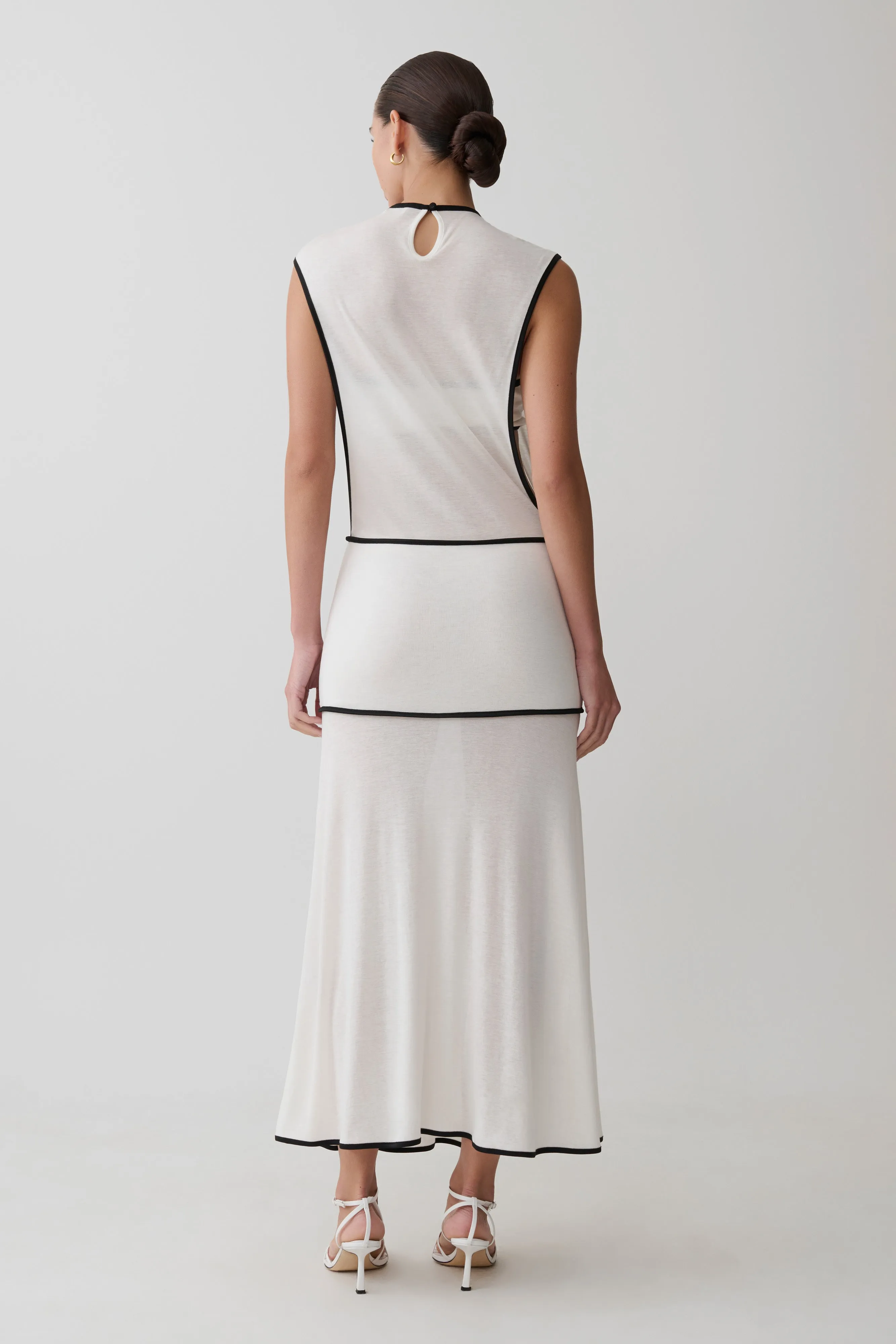 Aris Sleeveless Sheer Maxi Dress - Black/White sold by Meshki product image thumbnail 2