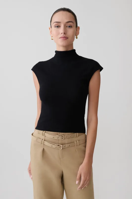 Sonny Short Sleeve Knit Top - Black made by Meshki