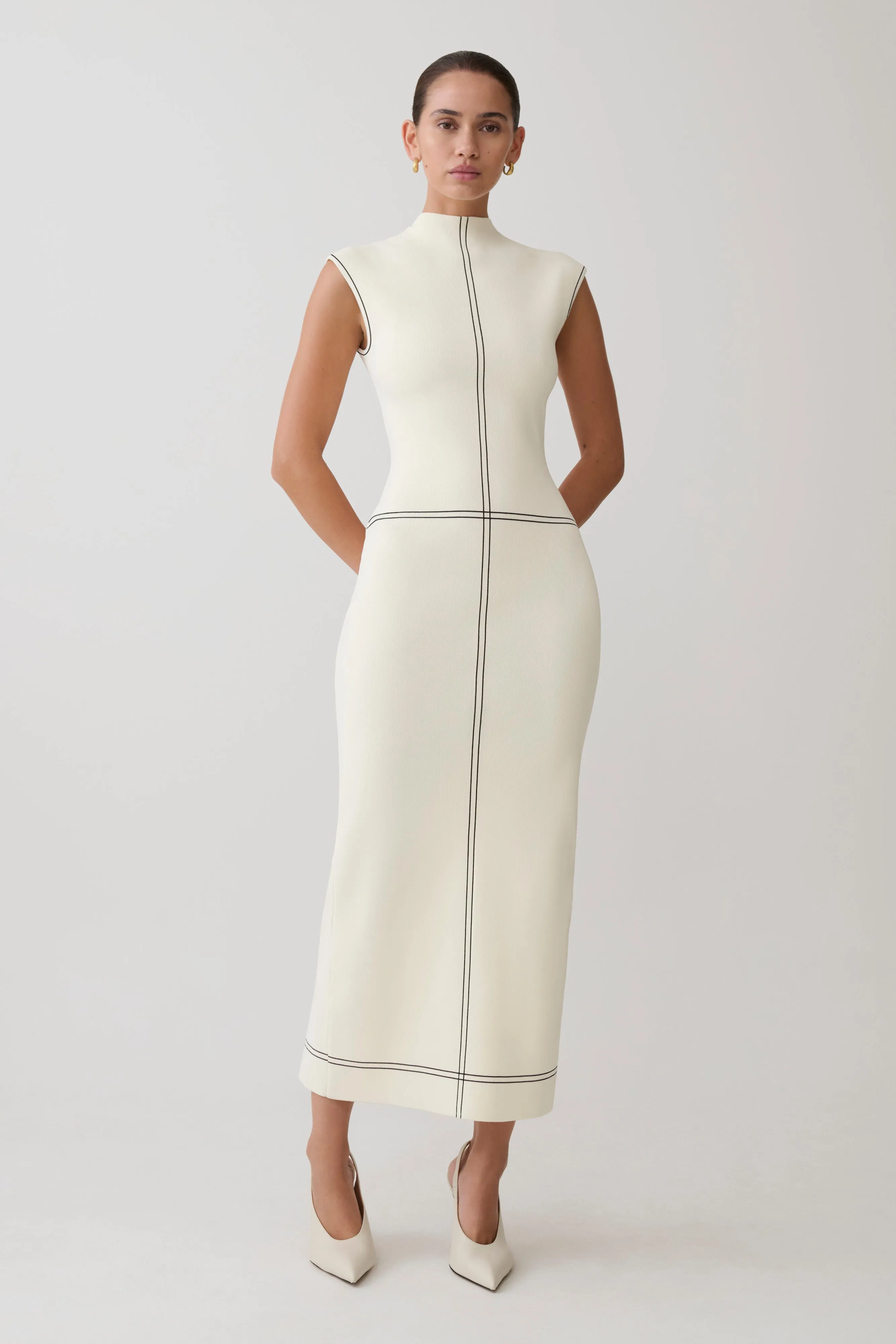 Malone Bandage Knit Midi Dress - Ivory sold by Meshki product image thumbnail 3