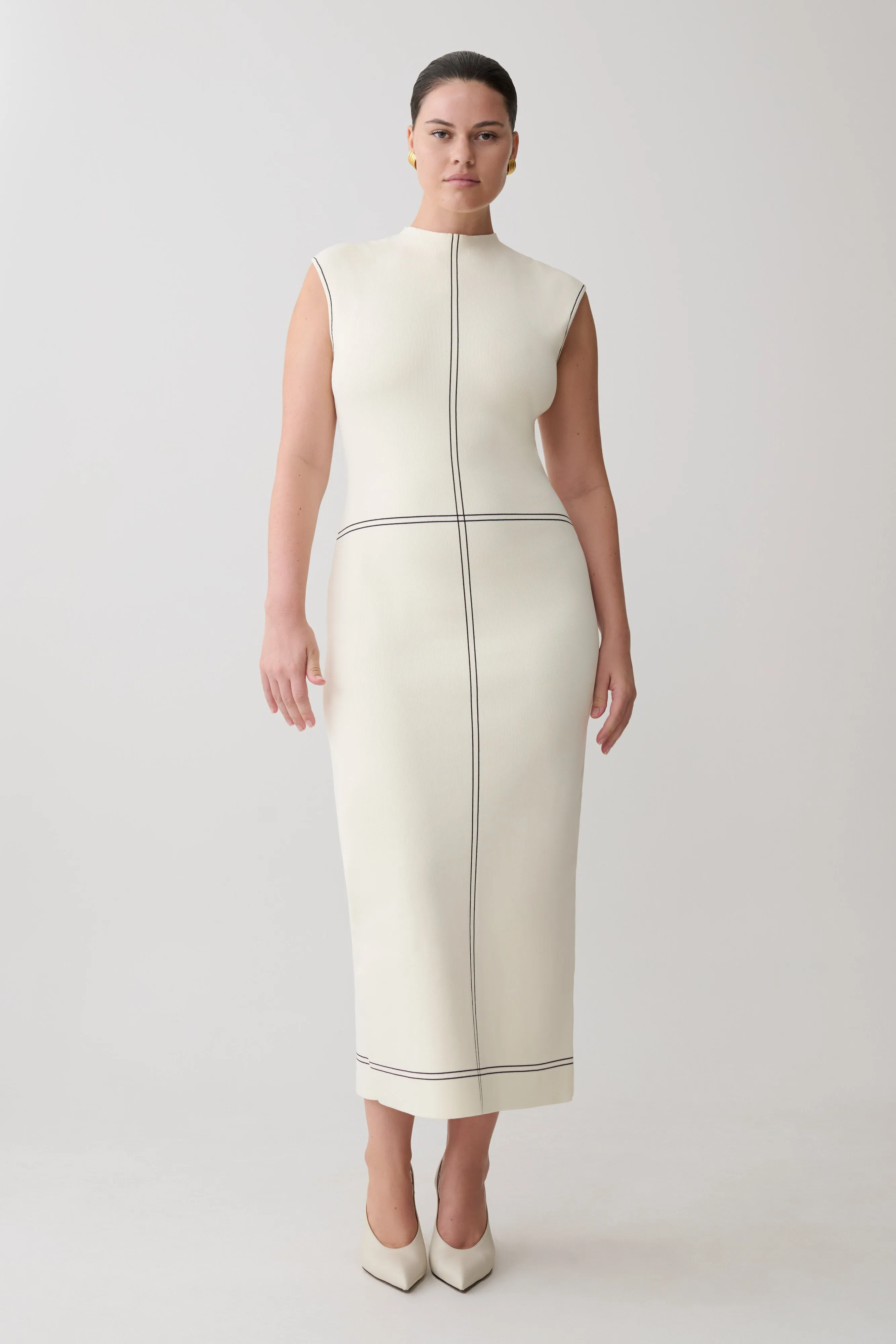 Malone Bandage Knit Midi Dress - Ivory sold by Meshki product image thumbnail 5
