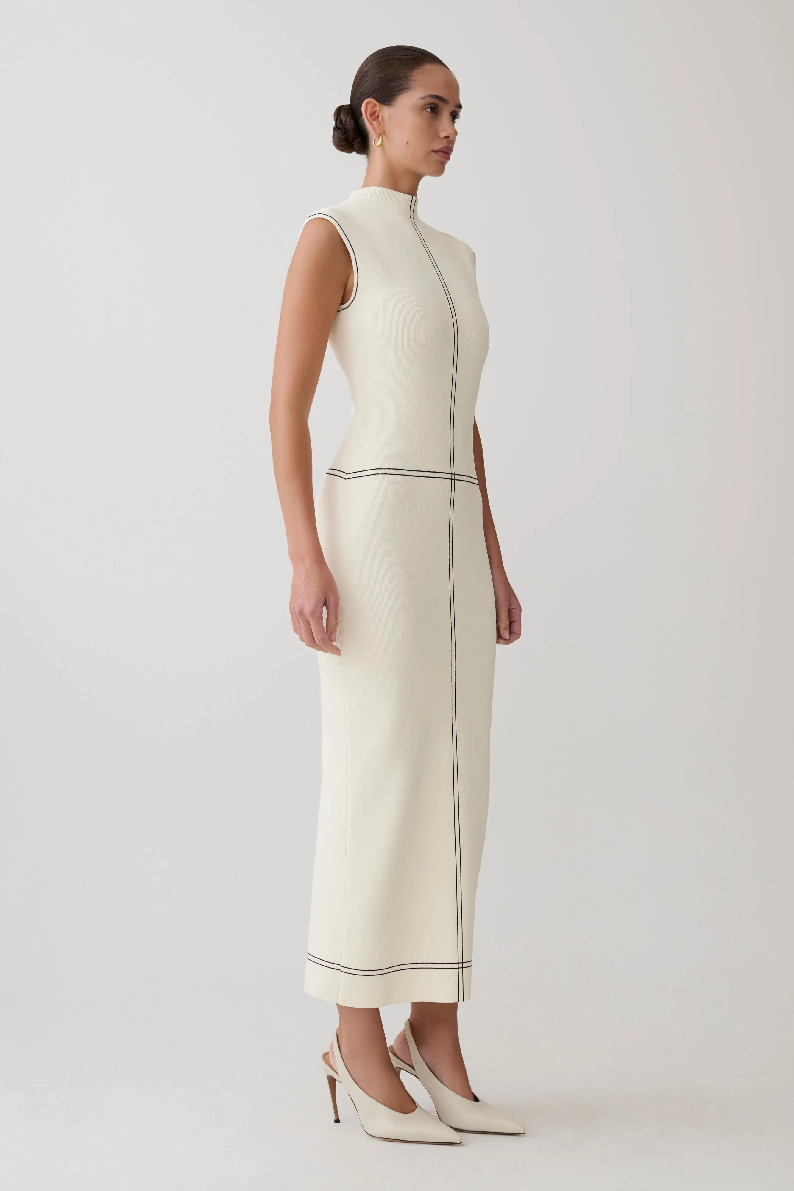 Malone Bandage Knit Midi Dress - Ivory sold by Meshki product image thumbnail 4