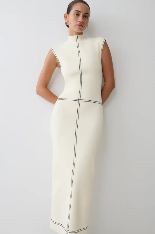 Malone Bandage Knit Midi Dress - Ivory made by Meshki