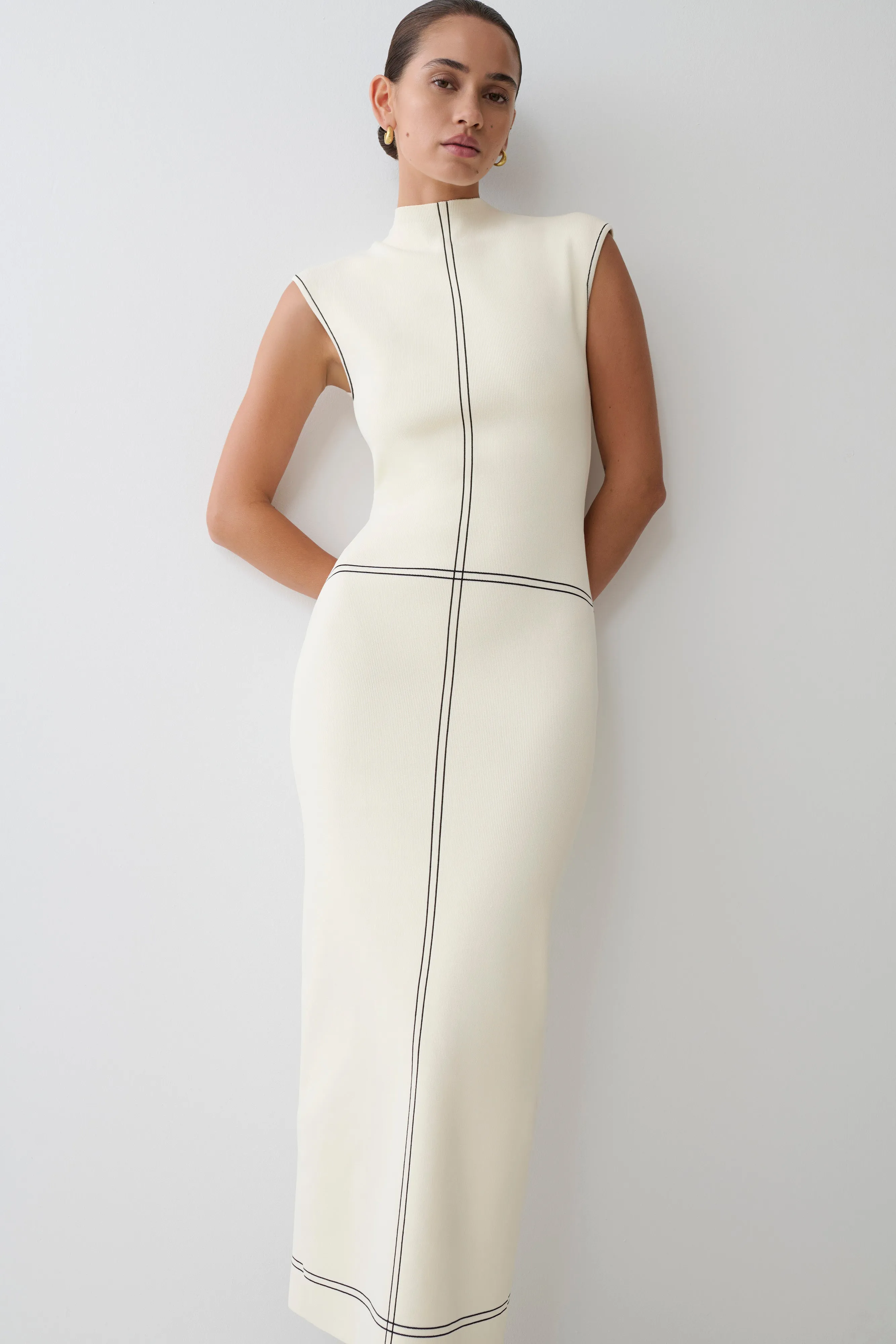 Malone Bandage Knit Midi Dress - Ivory sold by Meshki
