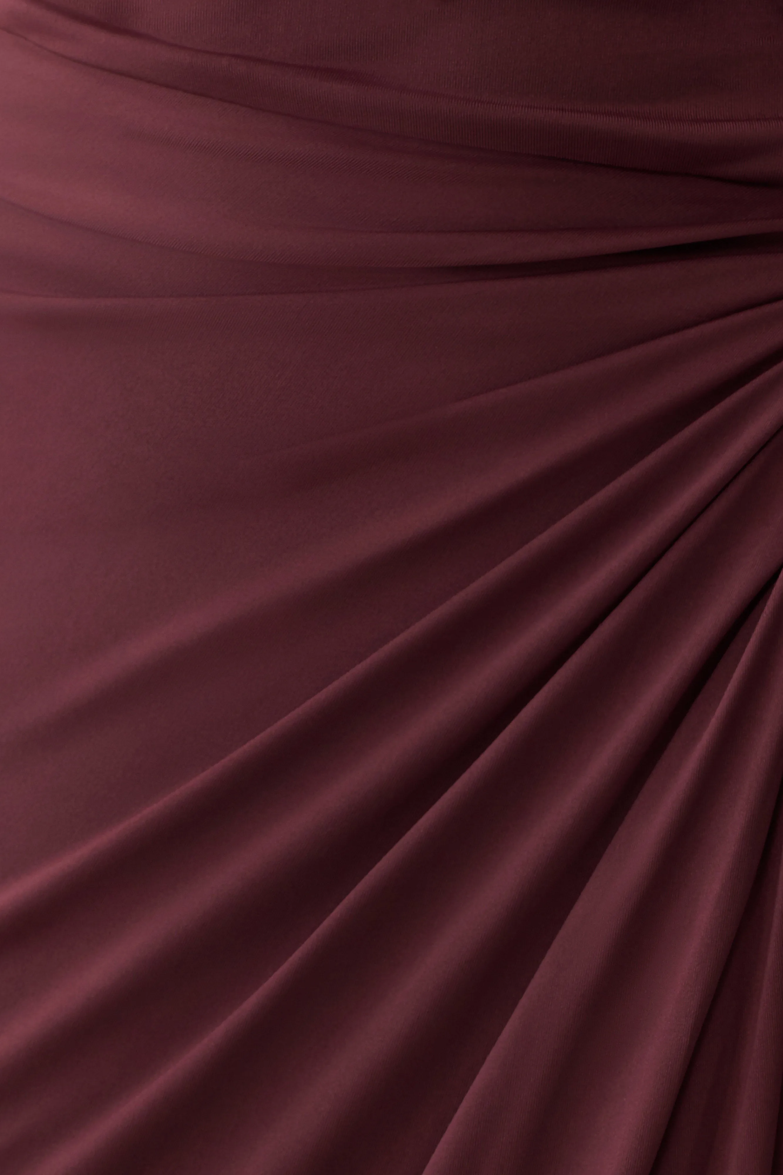 Alyn Off Shoulder Draped Maxi Dress - Dark Plum sold by Meshki product image thumbnail 5