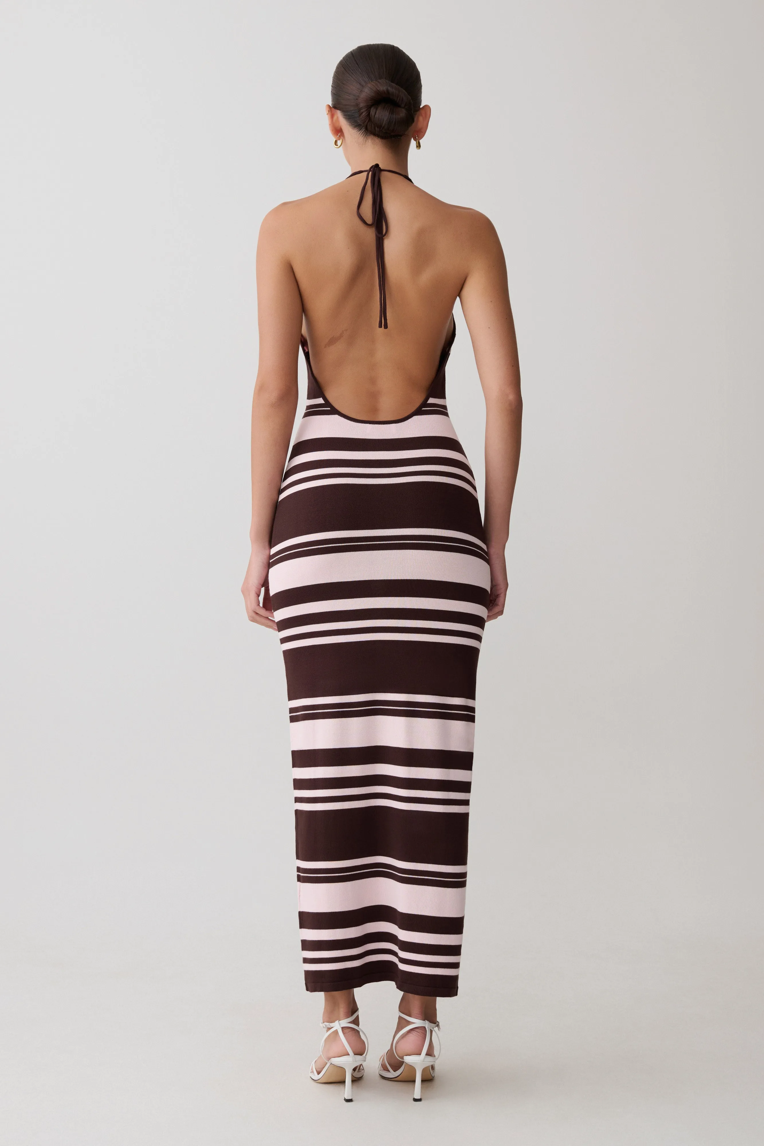 Brienne Stripe Midi Dress - Pink/Chocolate sold by Meshki product image thumbnail 2