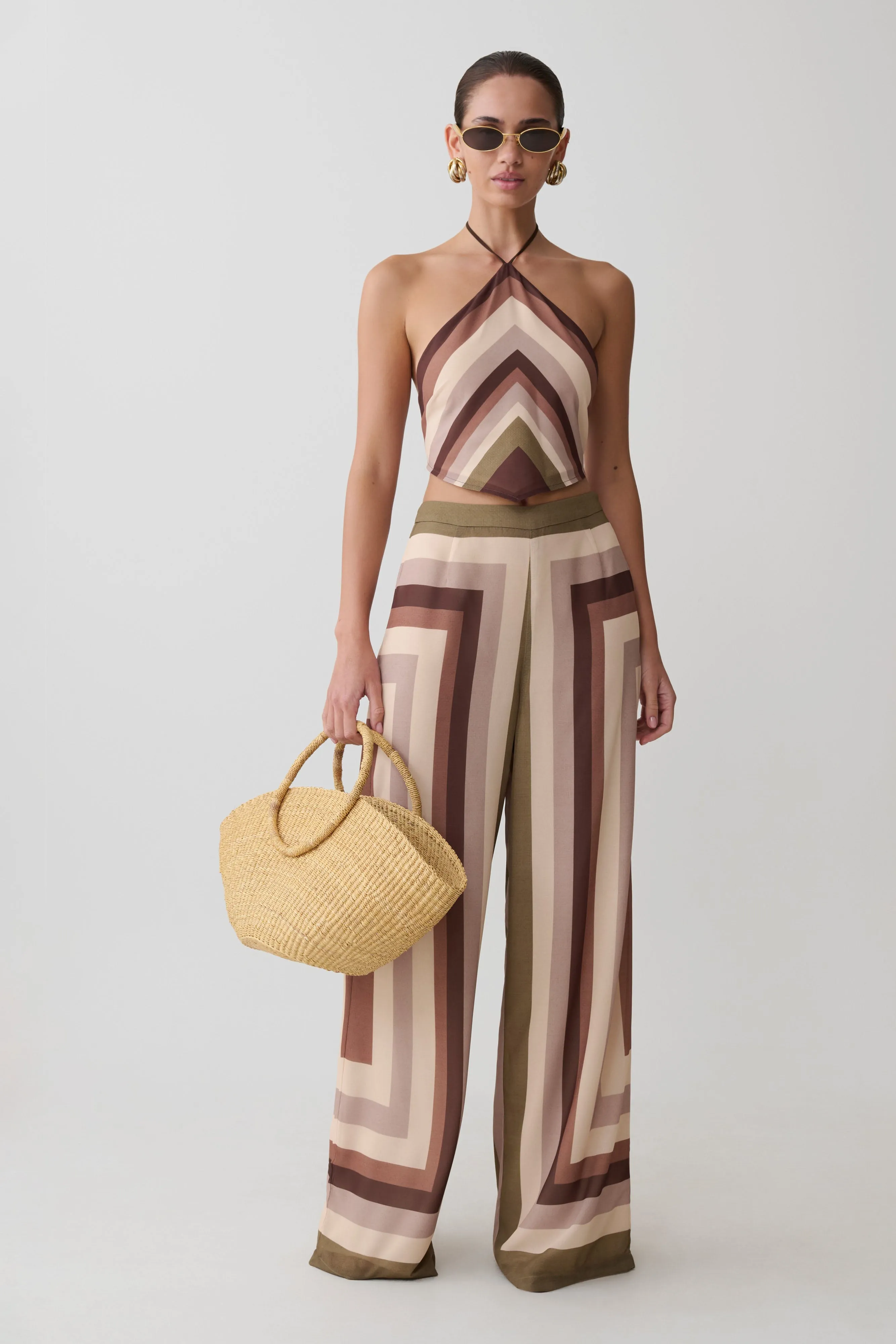 Thea Halter Chiffon Sleeveless Top - Multi Stripe sold by Meshki product image thumbnail 5