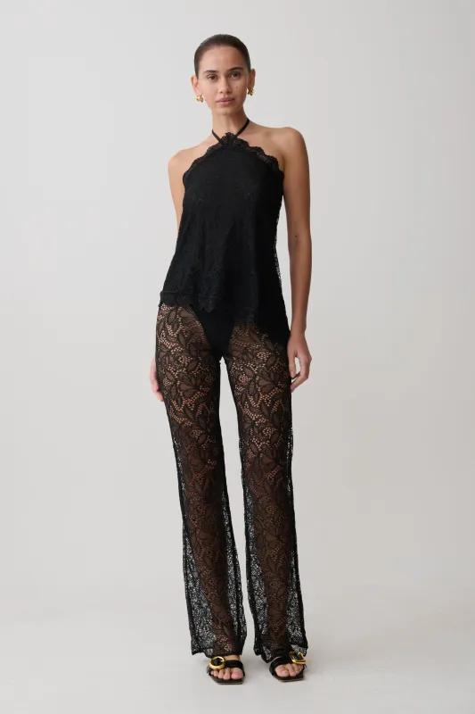 Theodosia Wide Leg Lace Pants - Black made by Meshki