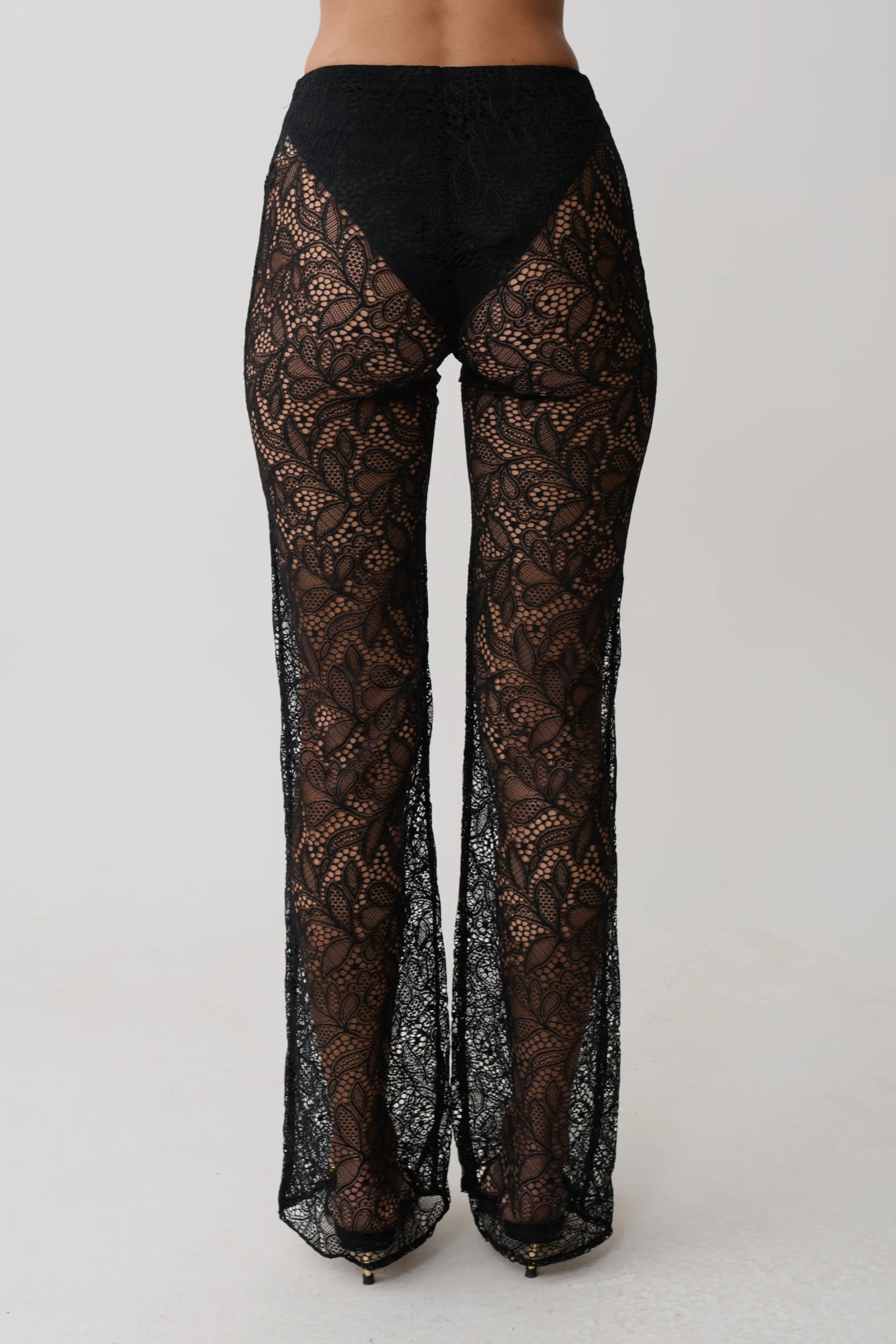 Theodosia Wide Leg Lace Pants - Black sold by Meshki product image thumbnail 5