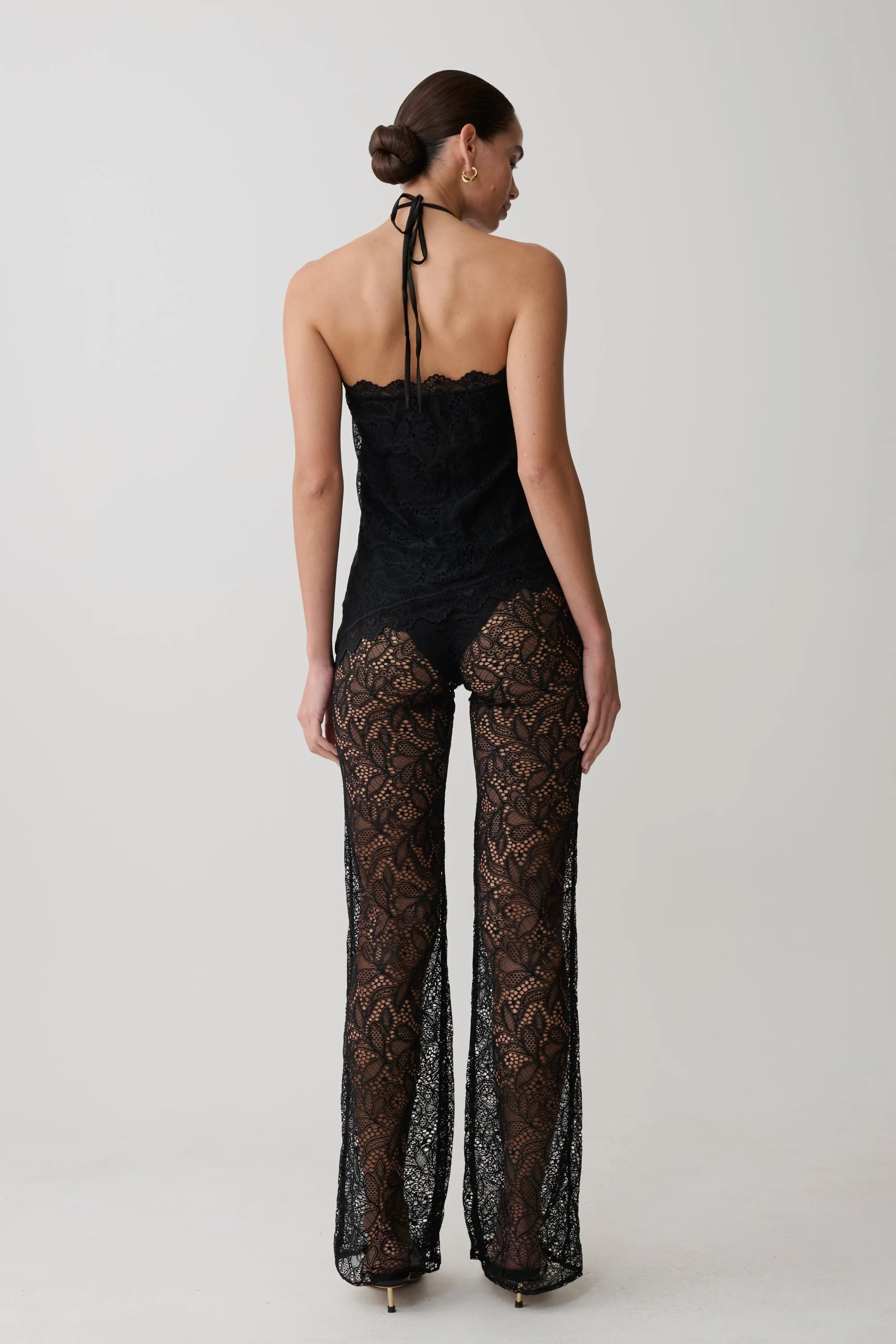 Theodosia Wide Leg Lace Pants - Black sold by Meshki product image thumbnail 2
