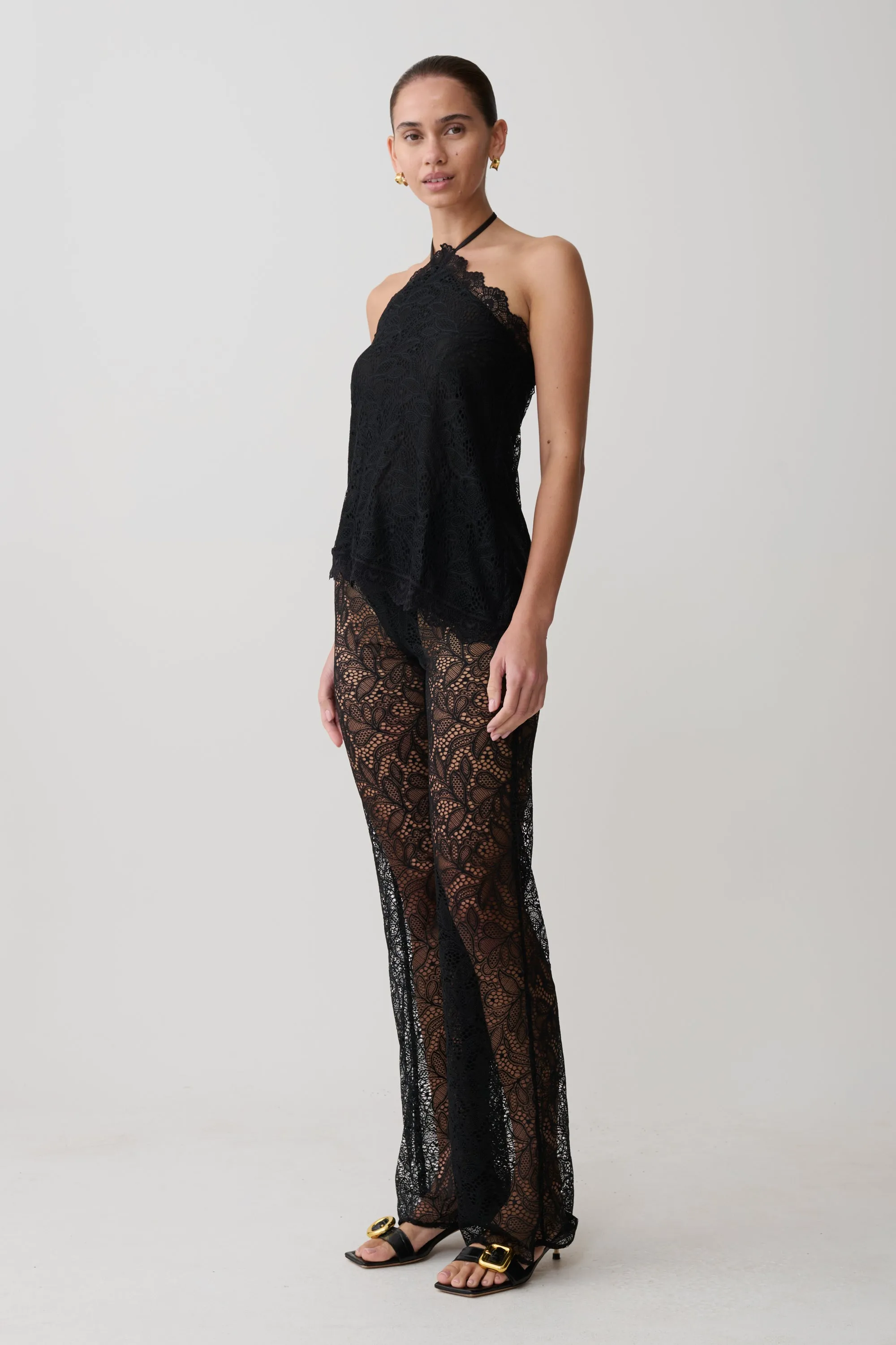 Theodosia Wide Leg Lace Pants - Black sold by Meshki product image thumbnail 3