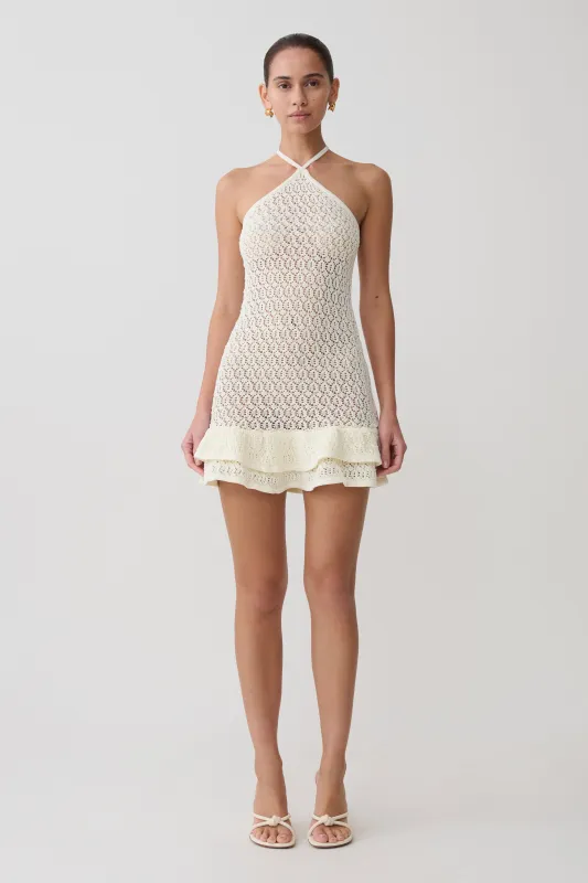 Carrisa Crochet Knit Mini Dress - White made by Meshki