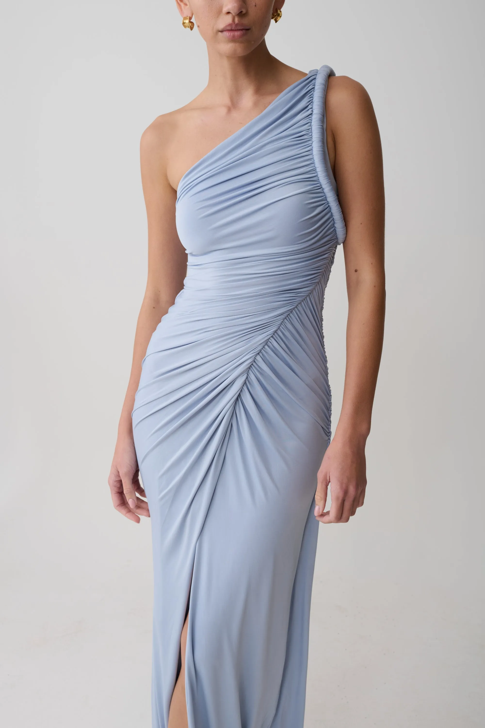 Ryn Twisted One Shoulder Maxi Dress - Sky Blue sold by Meshki product image thumbnail 5