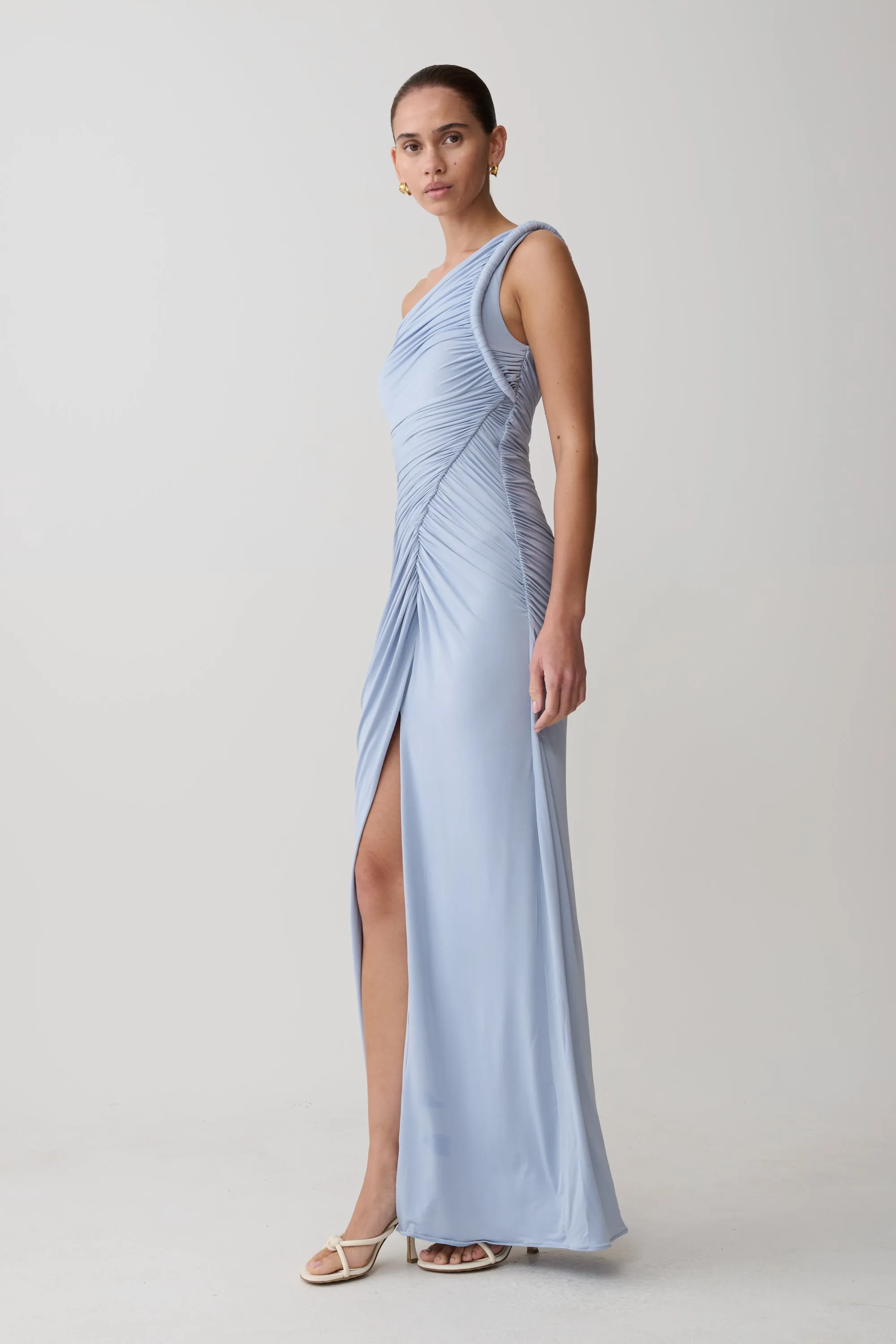 Ryn Twisted One Shoulder Maxi Dress - Sky Blue sold by Meshki product image thumbnail 3