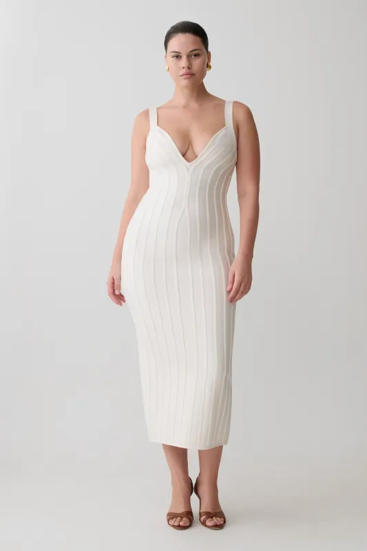 Gia Bandage Knit Midi Dress - Ivory made by Meshki