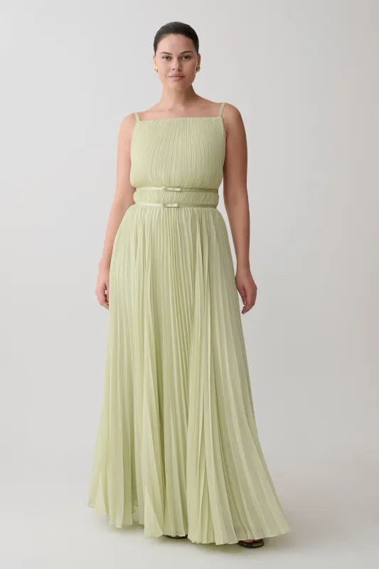 Clarisse Pleated Maxi Dress - Sage made by Meshki