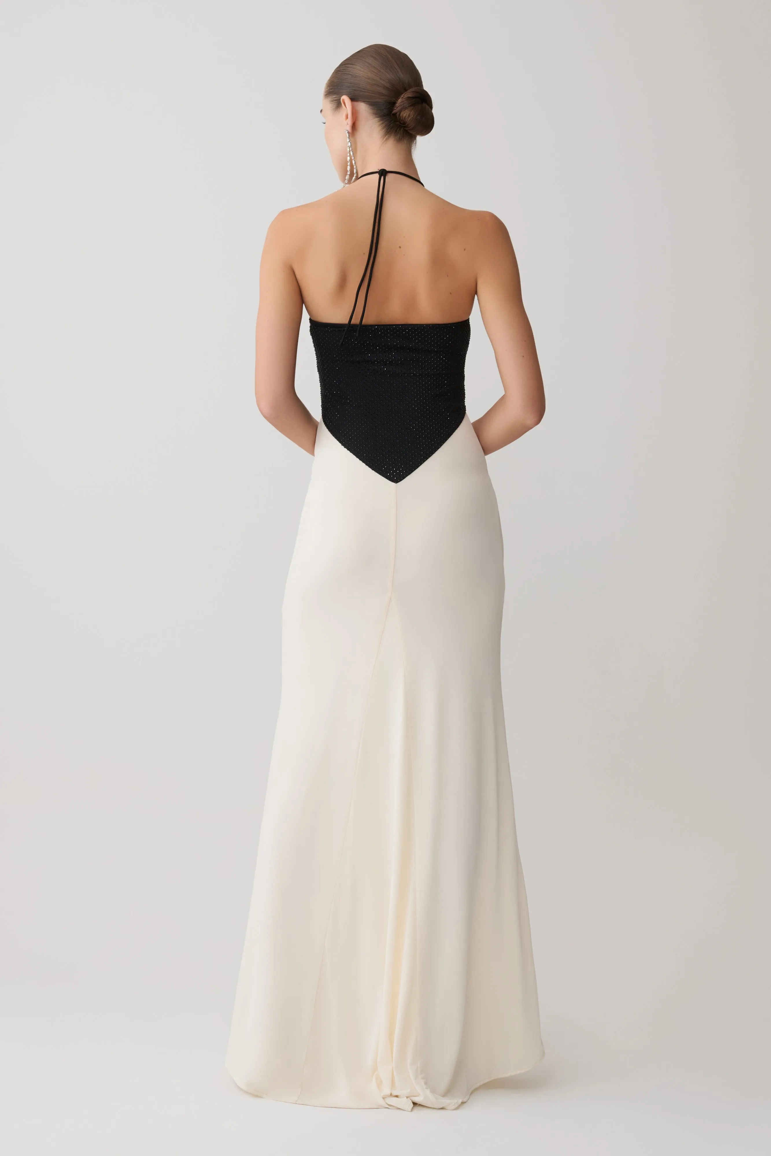 Hien Sequin Halter Maxi Dress - Black/Ivory sold by Meshki product image thumbnail 5