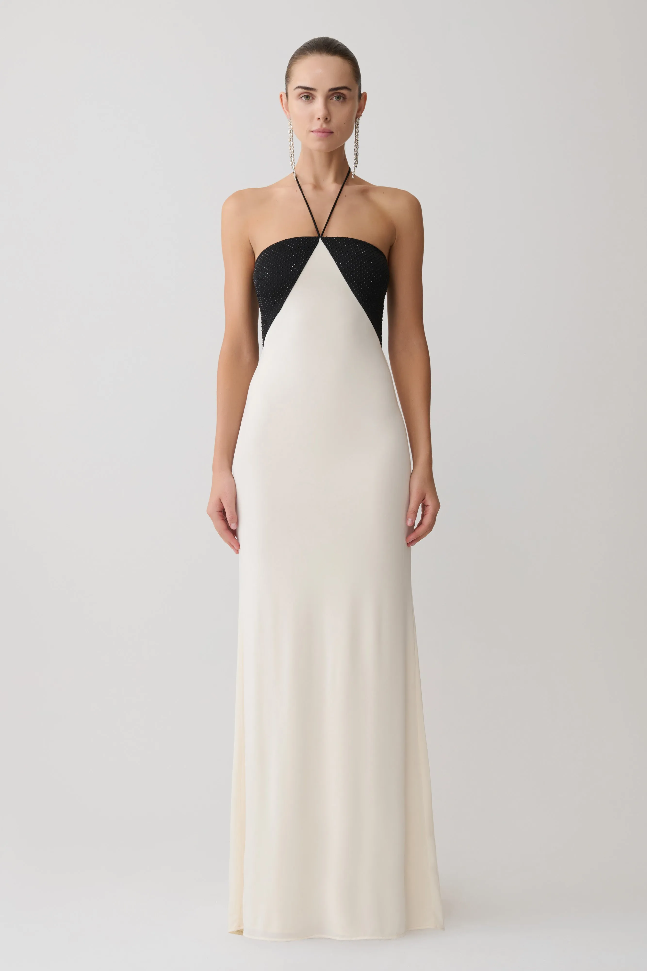 Hien Sequin Halter Maxi Dress - Black/Ivory sold by Meshki product image thumbnail 4